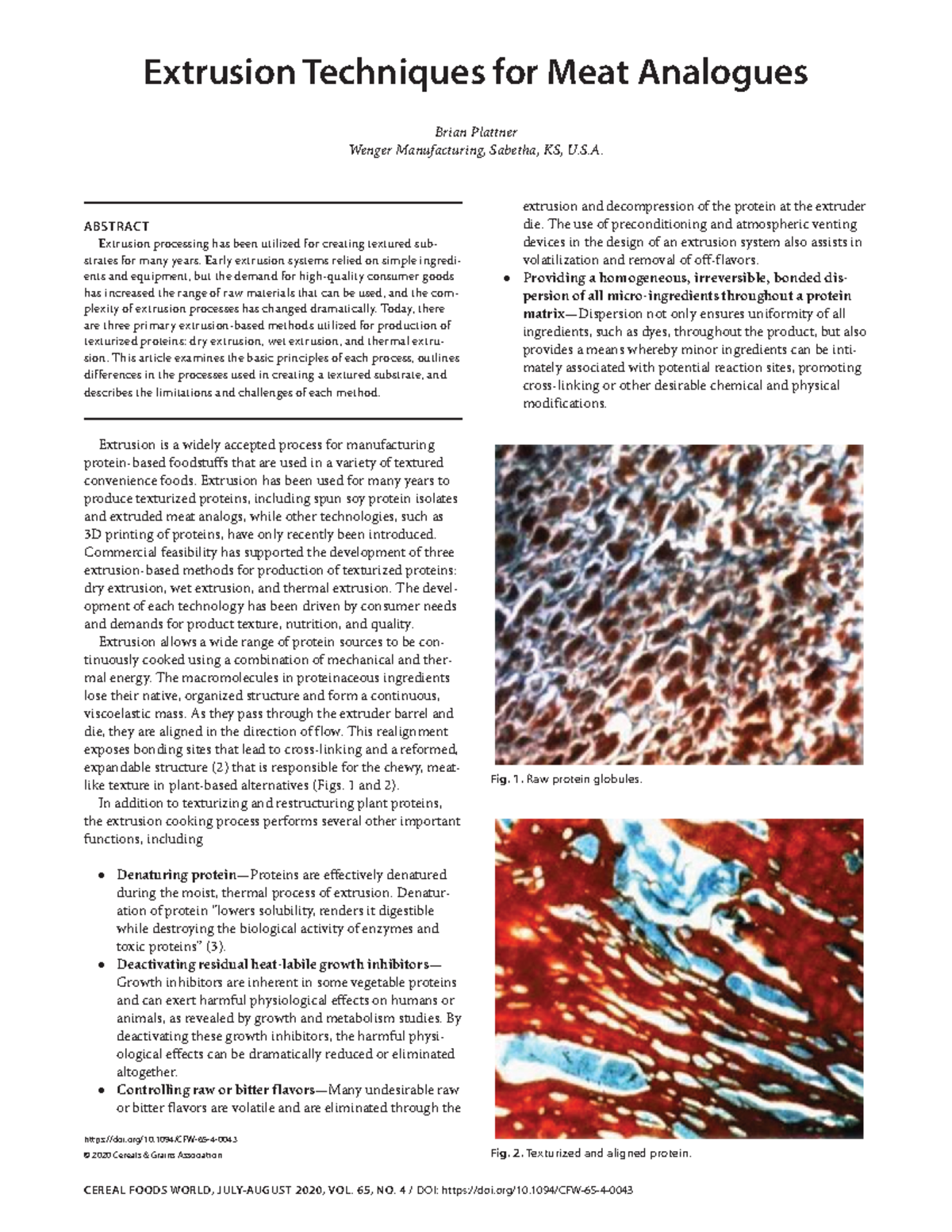 Estrusion de proteinas - ABSTRACT Extrusion processing has been ...