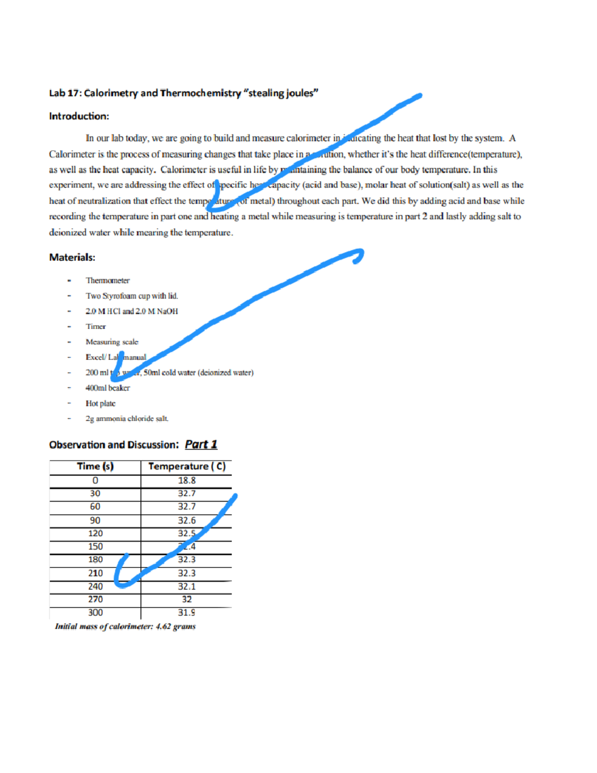 Lab 17 Calorimetry and Thermochemistry “stealing joules” CHEM 106