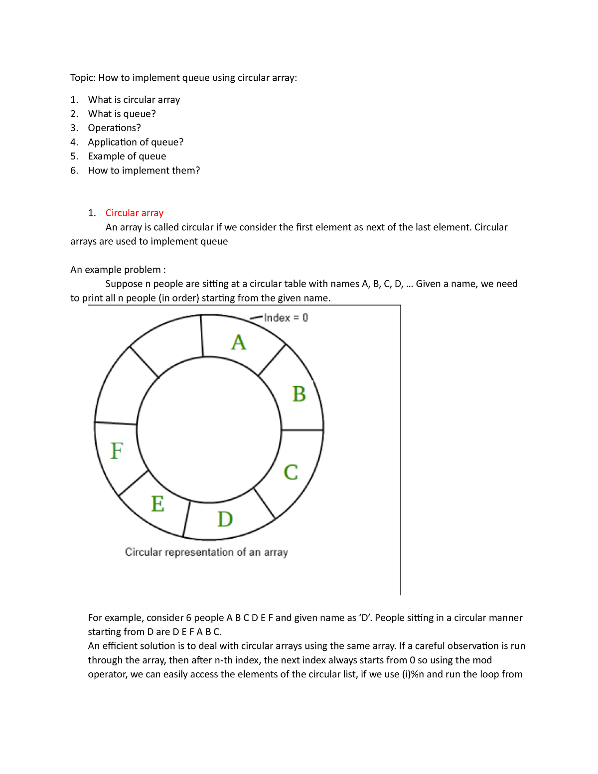 Queue With Circular Array - Topic: How to implement queue using ...