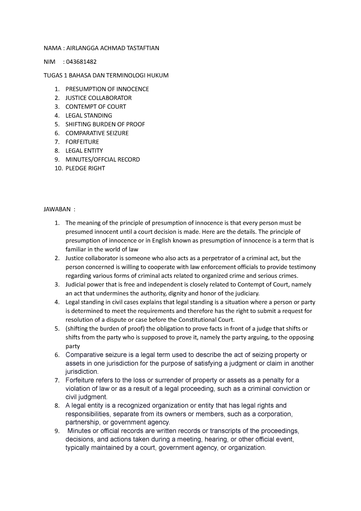 Tugas 1 Bahasa Dan Terminologi Hukum - NAMA : AIRLANGGA ACHMAD ...