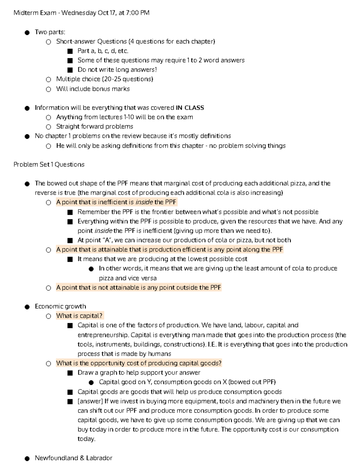 Quiz 2018, questions and answers - Midterm Exam - Wednesday Oct 17, at ...