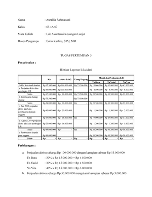 Jawaban Modul Lab Akuntansi Lanjut Pertemuan 2 - Nama : Aurellia ...