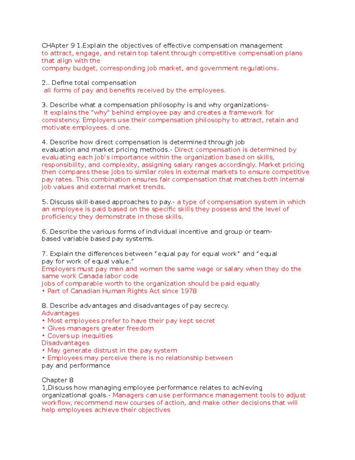 Hrm quiz3 - Lecture notes - CHApter 9 1 the objectives of effective ...