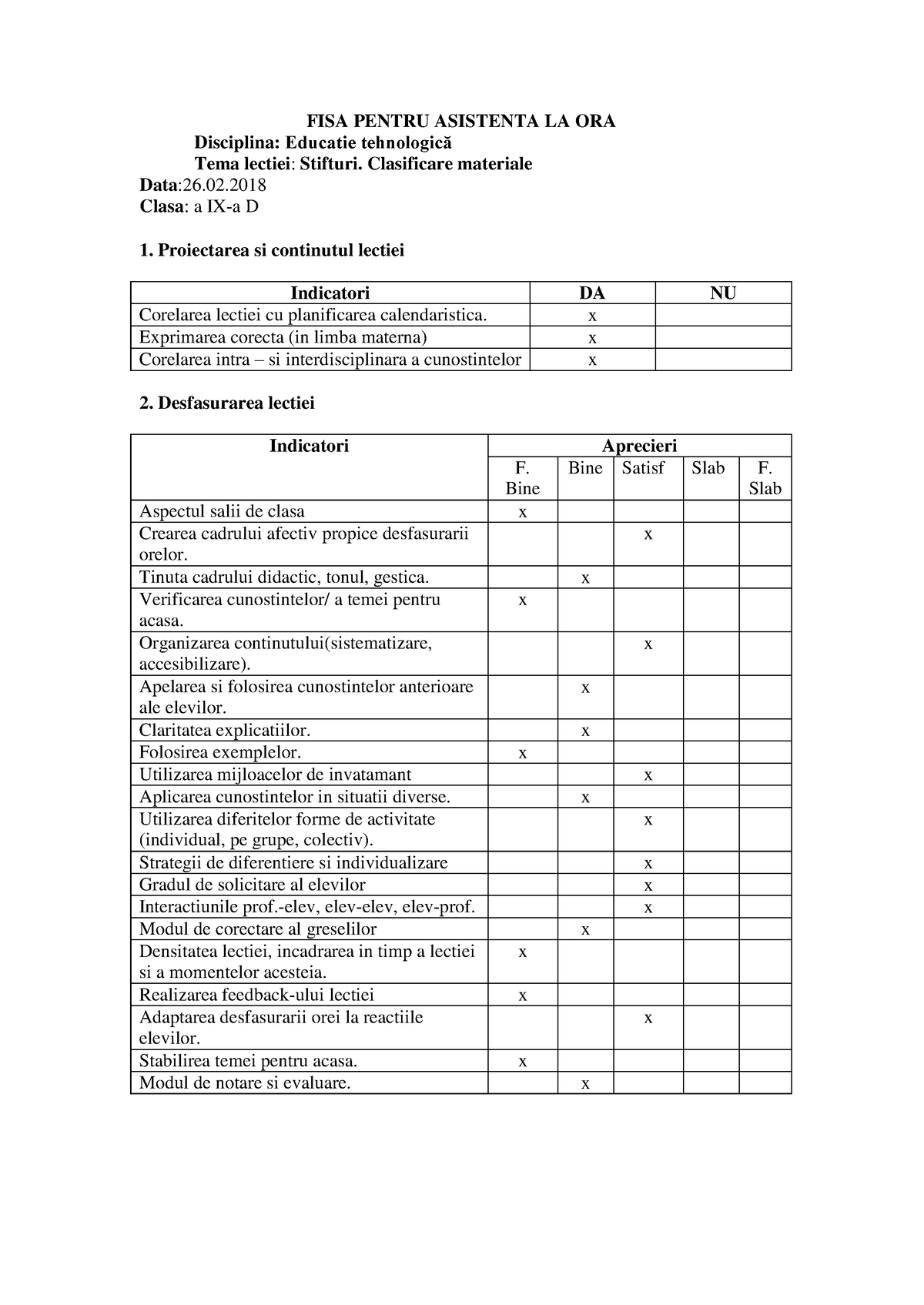 12 Fisa De Asistenta 2 Fisa Pentru Asistenta La Ora Disciplina