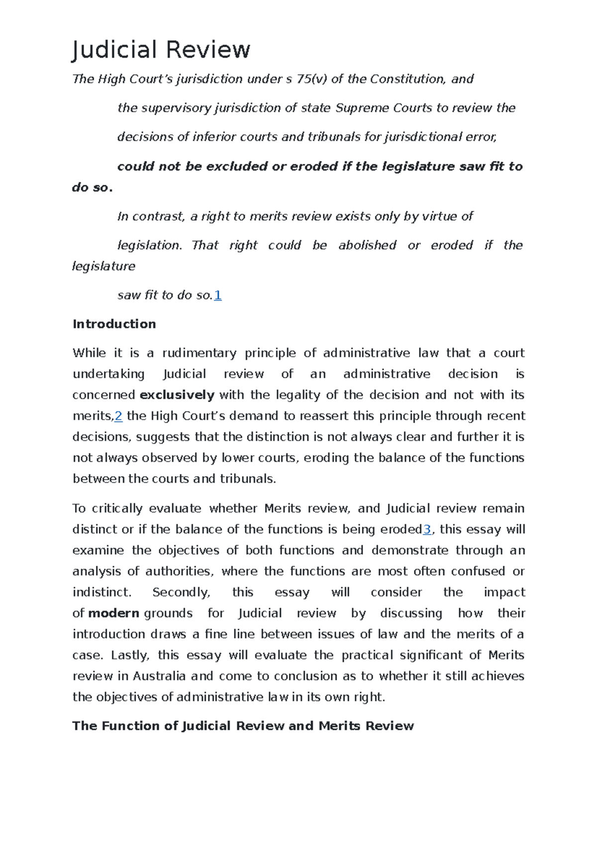 write an essay on judicial review