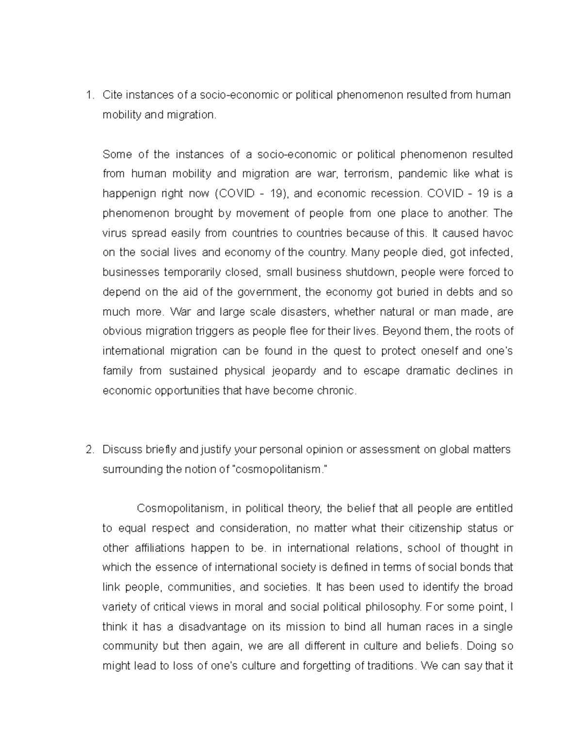 Contempo 3 - Assignment - Cite instances of a socio-economic or ...