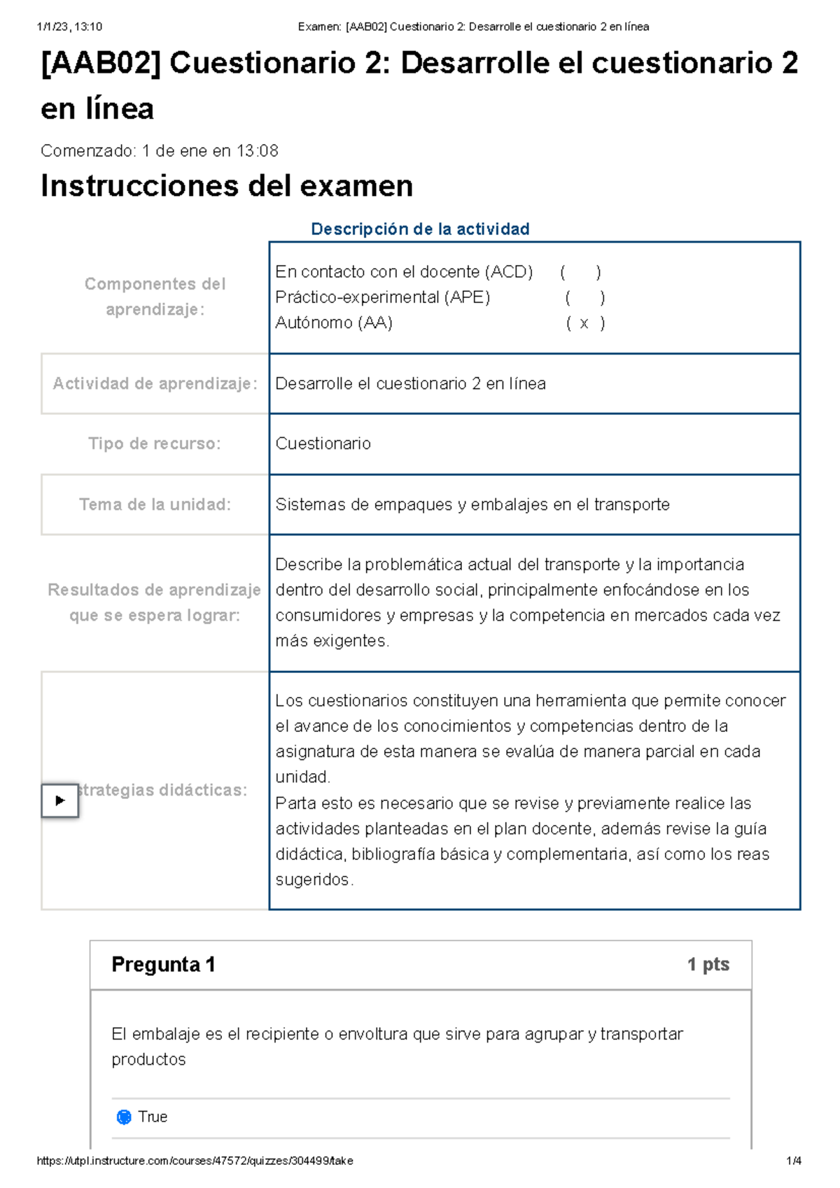 Examen [AAB02] Cuestionario 2 Desarrolle El Cuestionario 2 En Línea ...