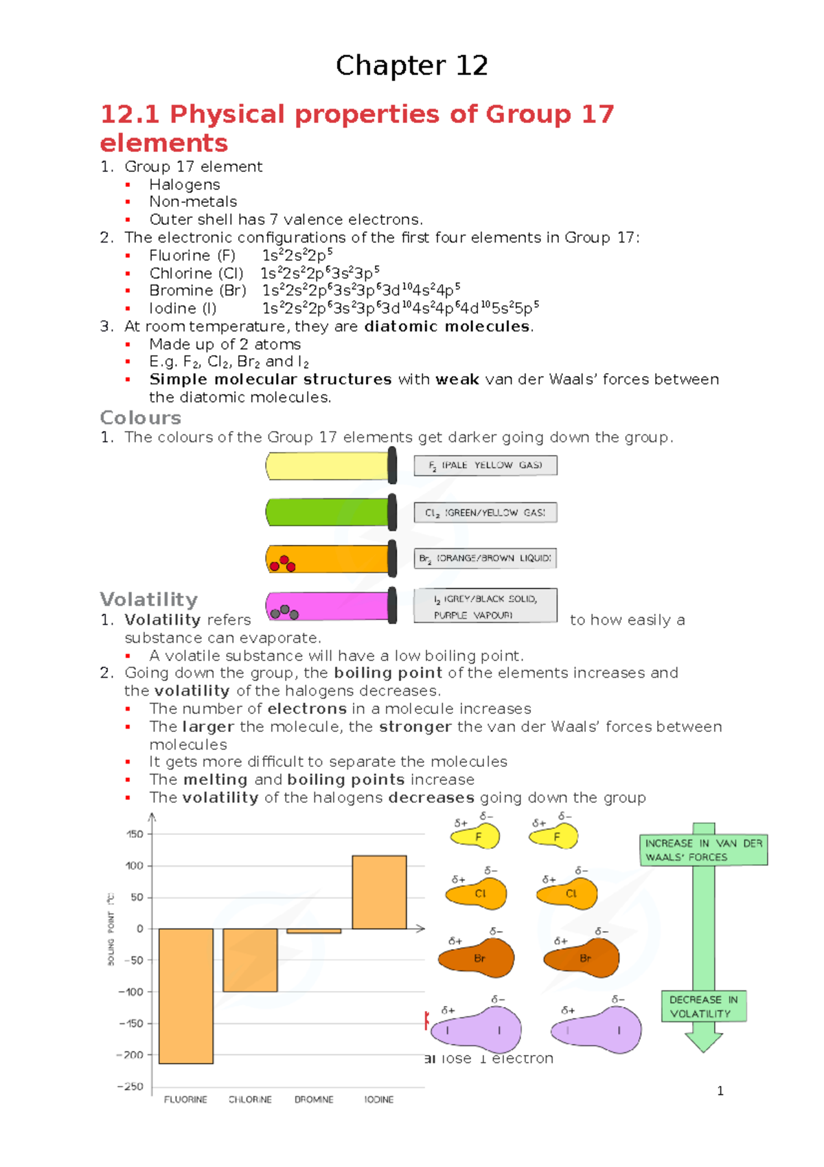 Che Chapter 12 Group 17 - Chem Notes Level 12 - 12 Physical Properties ...