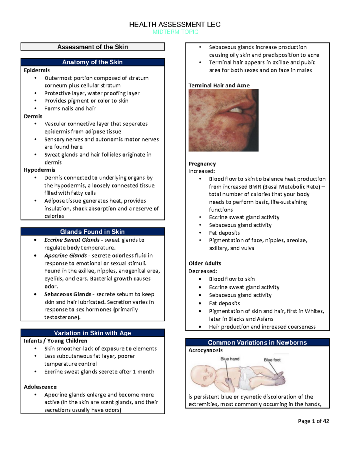 Midterm HA LEC Transes 1 - MIDTERM TOPIC Assessment of the Skin Anatomy ...