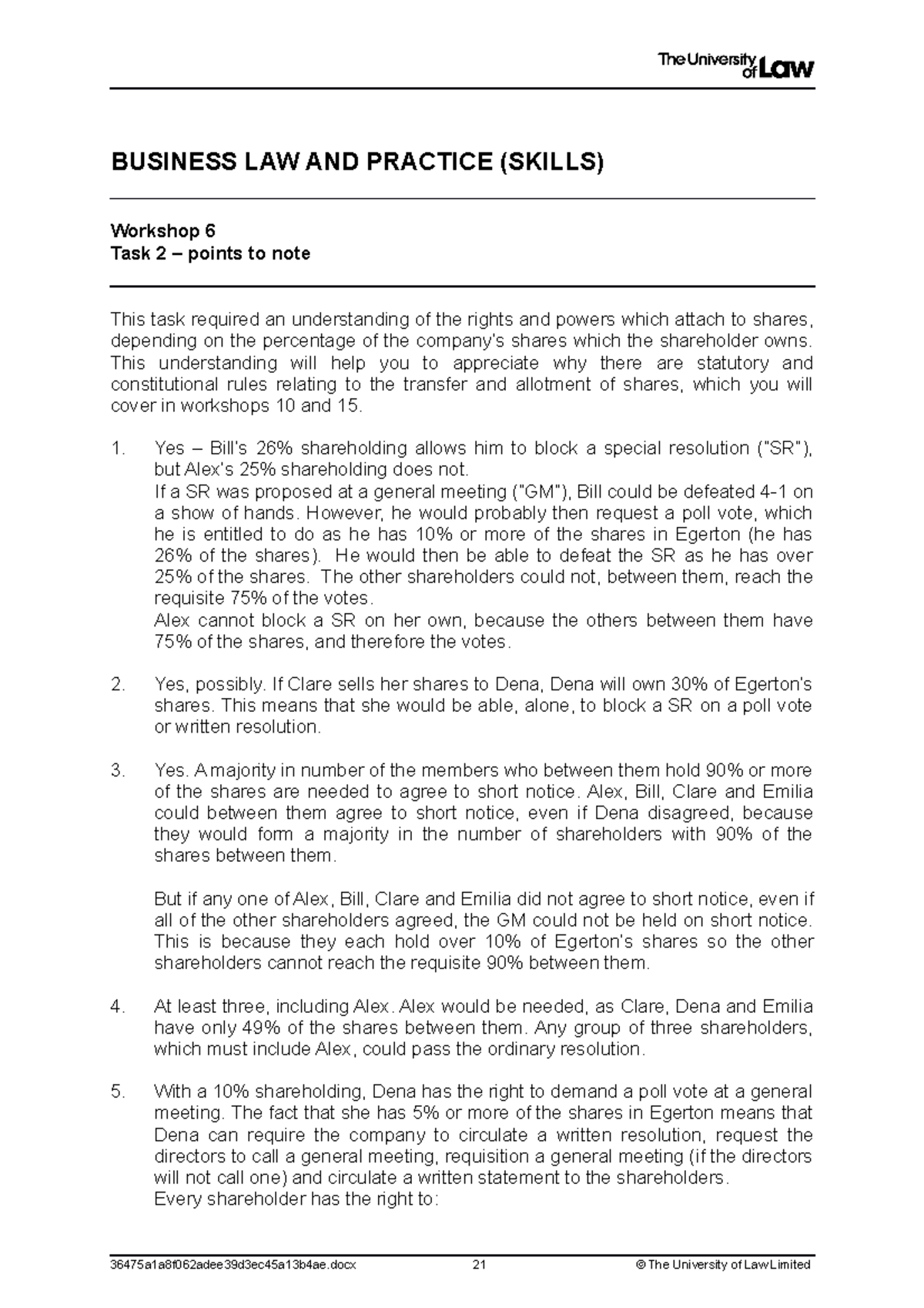 2223 Blp Ws06 Ce02 Points To Note - BUSINESS LAW AND PRACTICE (SKILLS ...