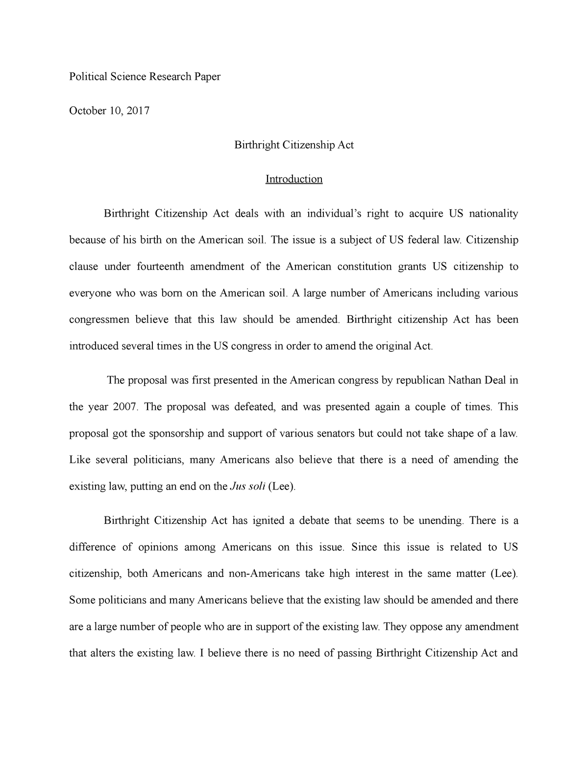 political science research paper example pdf