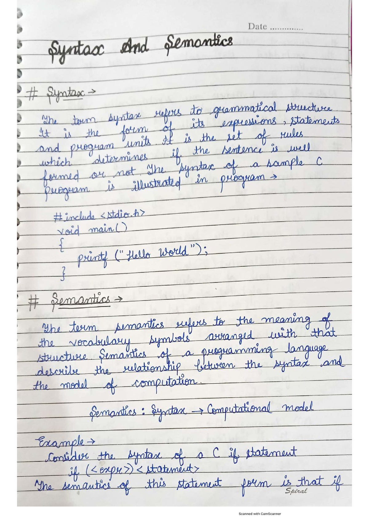 Syntax And Semantics - BTech - Studocu