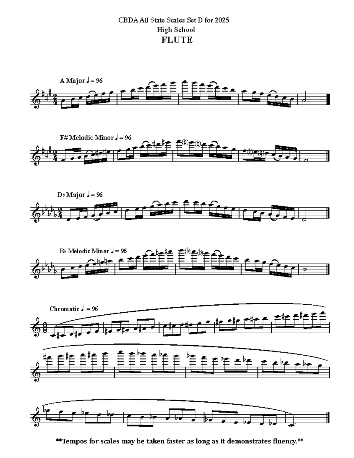 HS Flute Set D - FLUTE 2 4 2 4 2 4 6 8 & A Major Q = 96 & F# Melodic ...