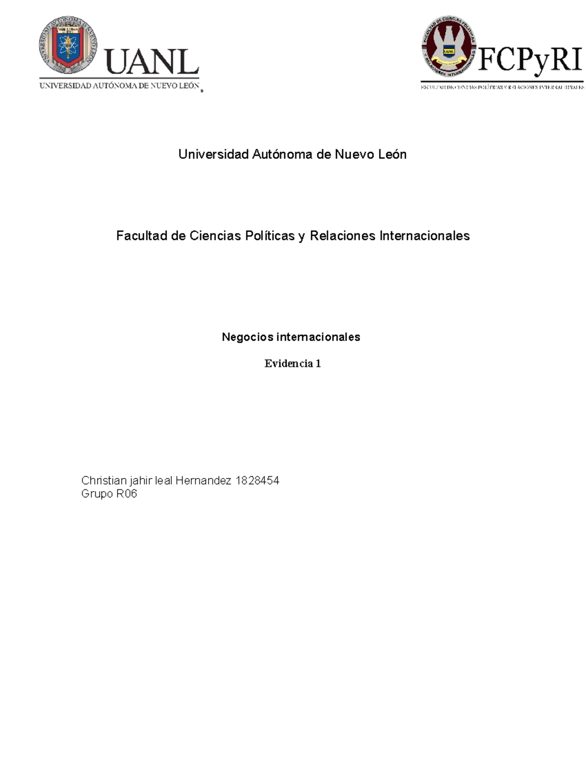 Ev 1 - Jsbsbs - Universidad Autónoma de Nuevo León Facultad de Ciencias ...