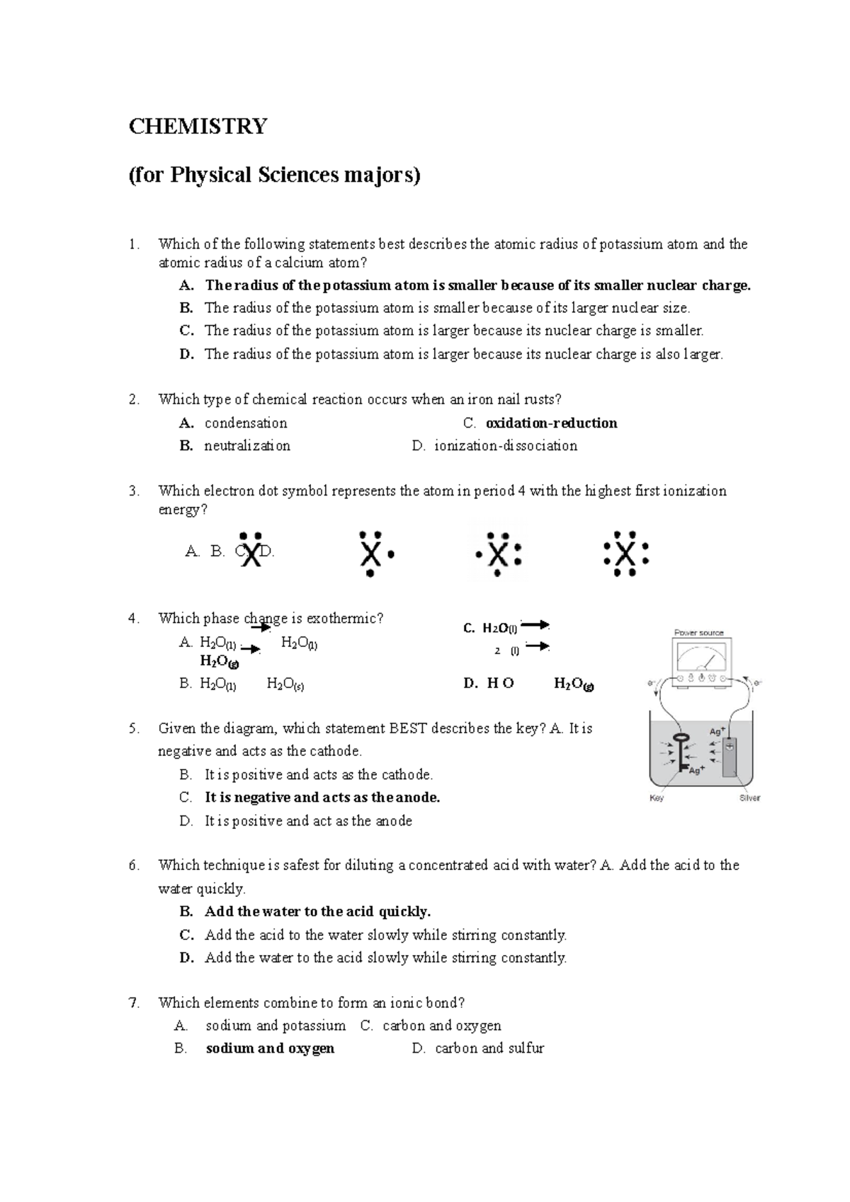 Chemistry Physical Science - CHEMISTRY (for Physical Sciences majors ...