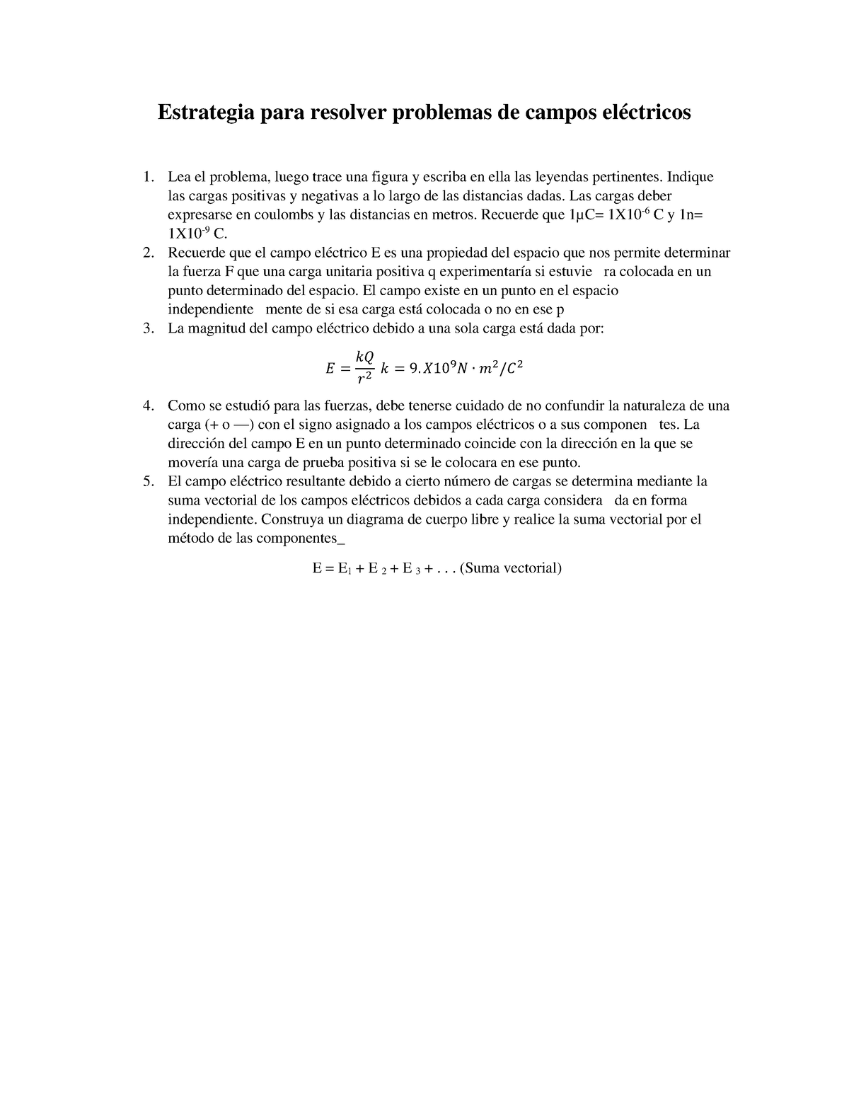 Estrategia Para Resolver Problemas De Campos Eléctricos - Indique Las ...