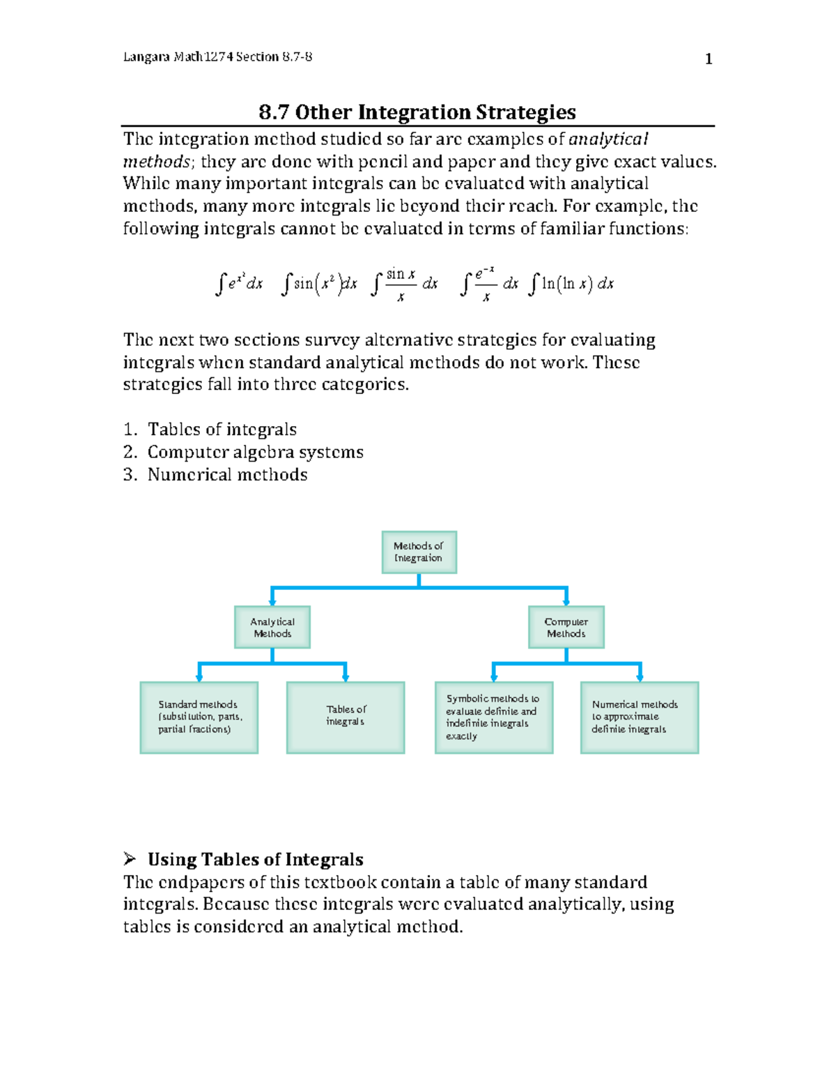 Sec8 - this is a lecture note and that is all. - 8 Other Integration ...