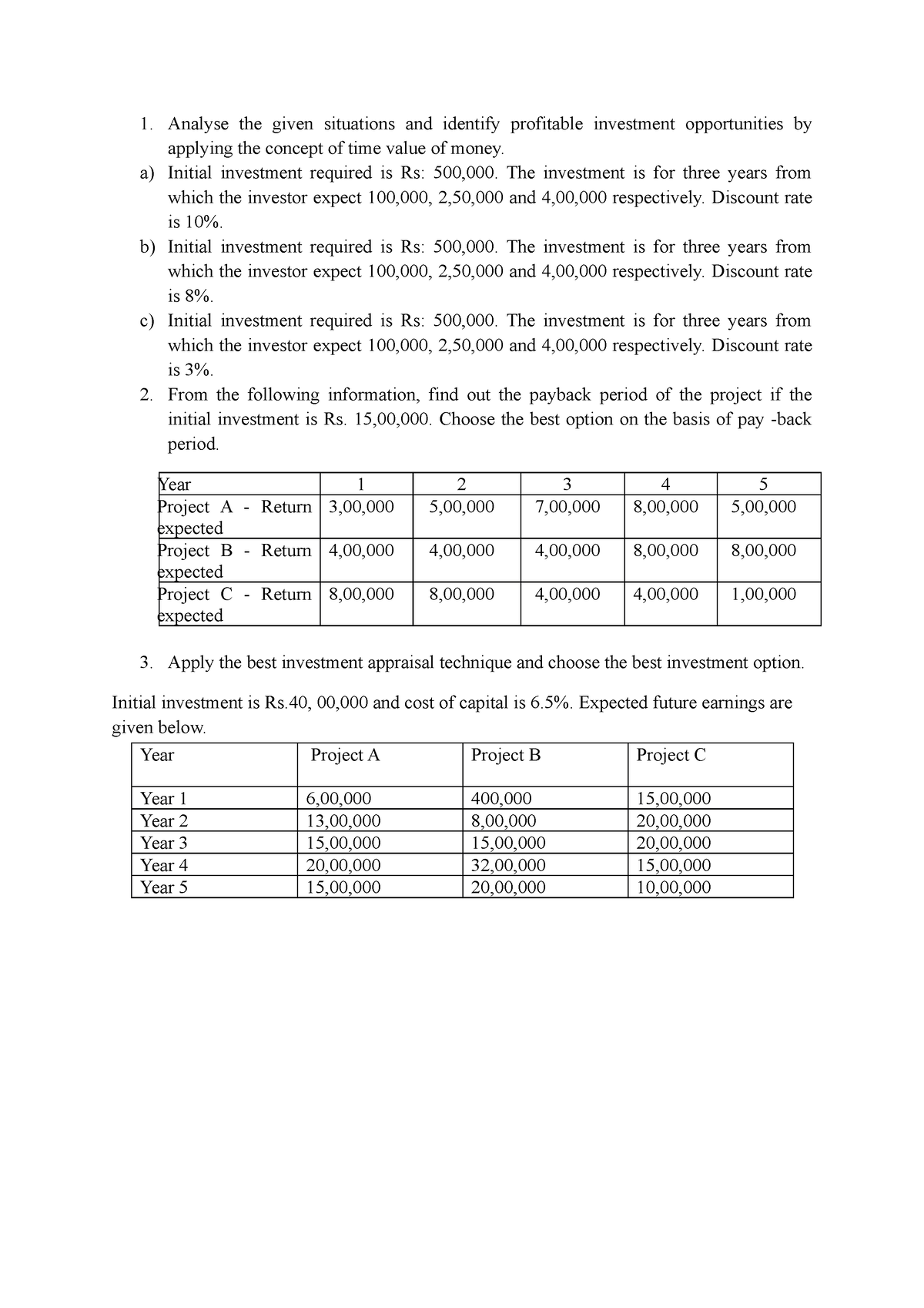 budgeting case study answer key