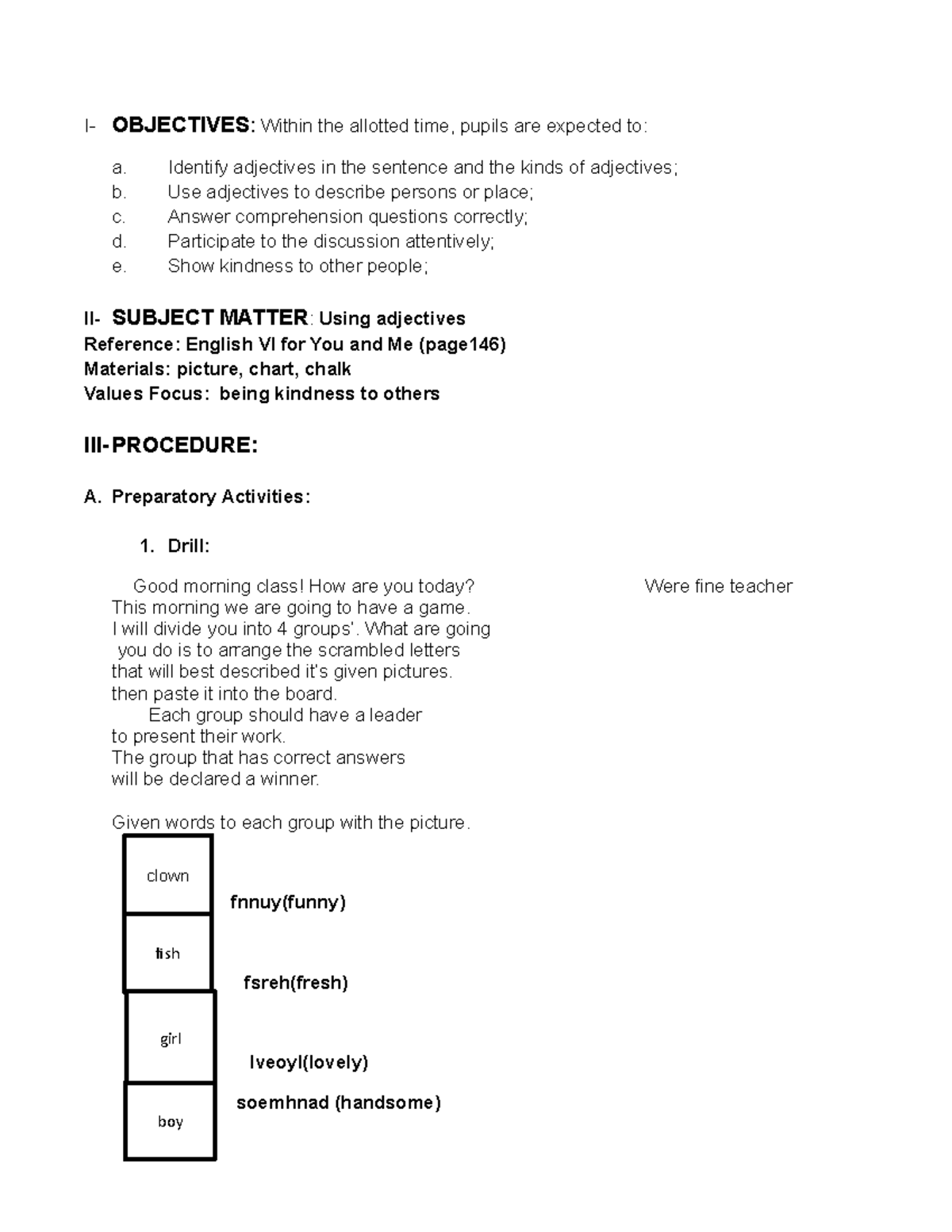 248765365 Detailed Lesson PLAN Grade IV About Adjectives docx ...