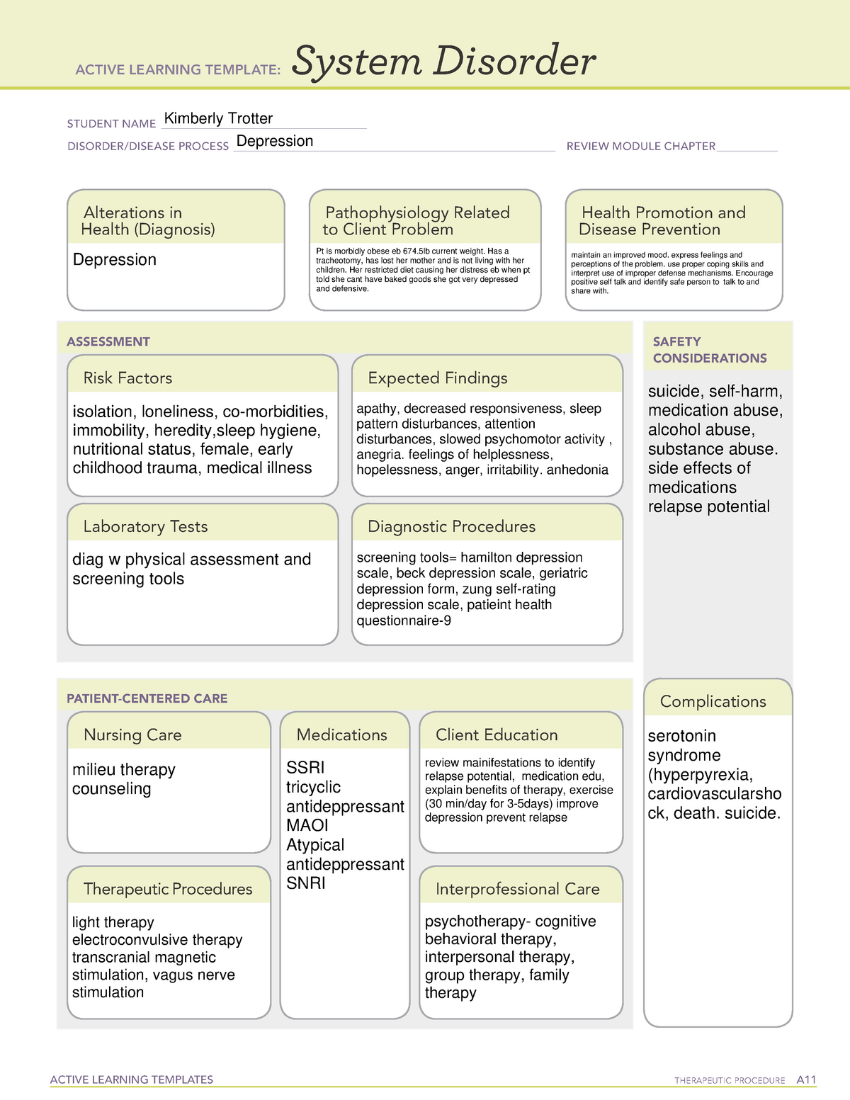 System disorder form.pdf depression ACTIVE LEARNING TEMPLATES