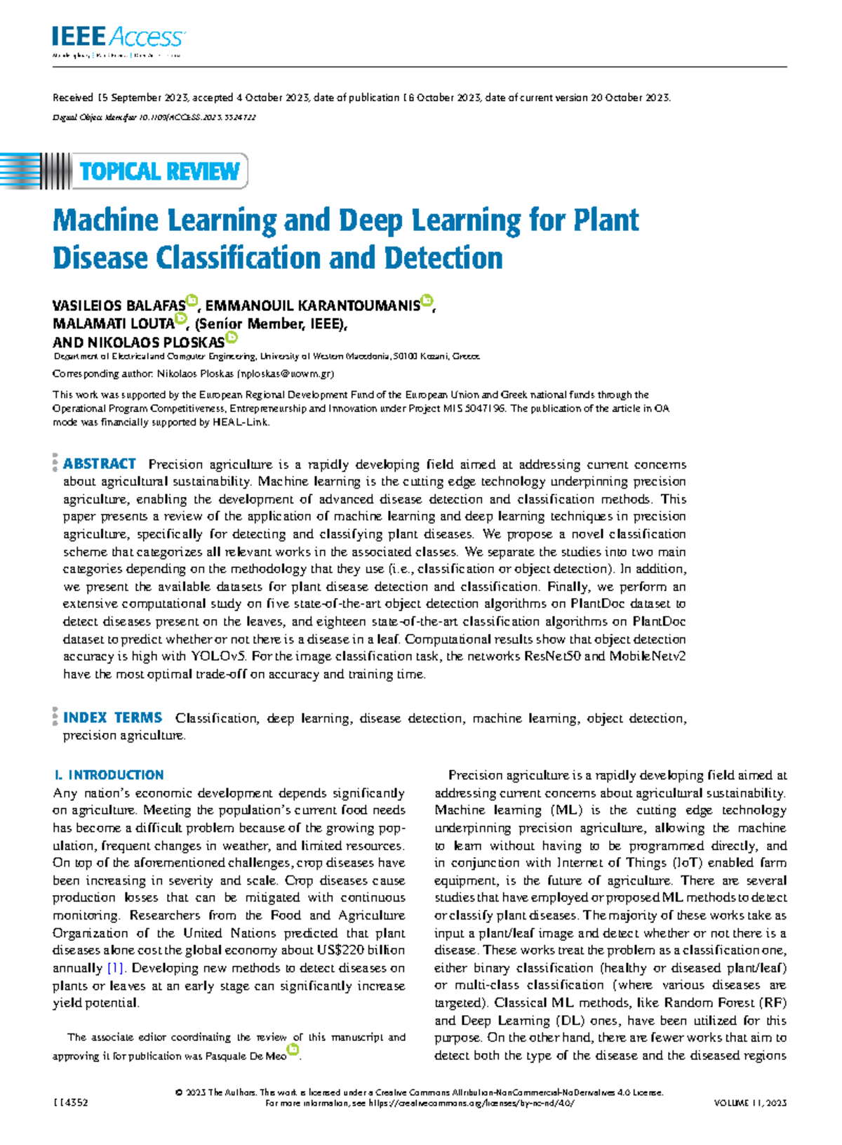 Machine Learning and Deep Learning for Plant Disease Classification and ...