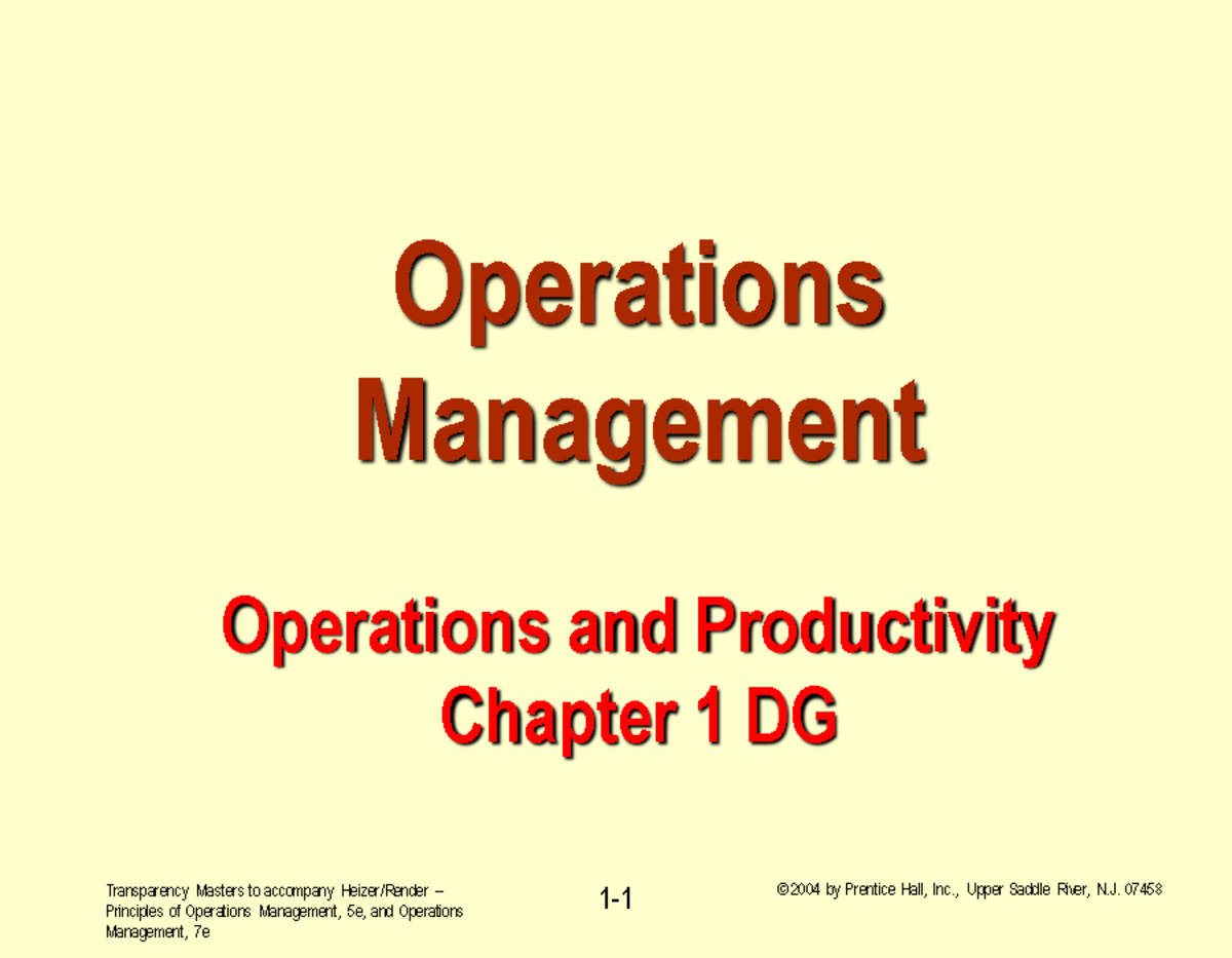 Ch 1: Introduction and Productivity - Transparency Masters to accompany ...