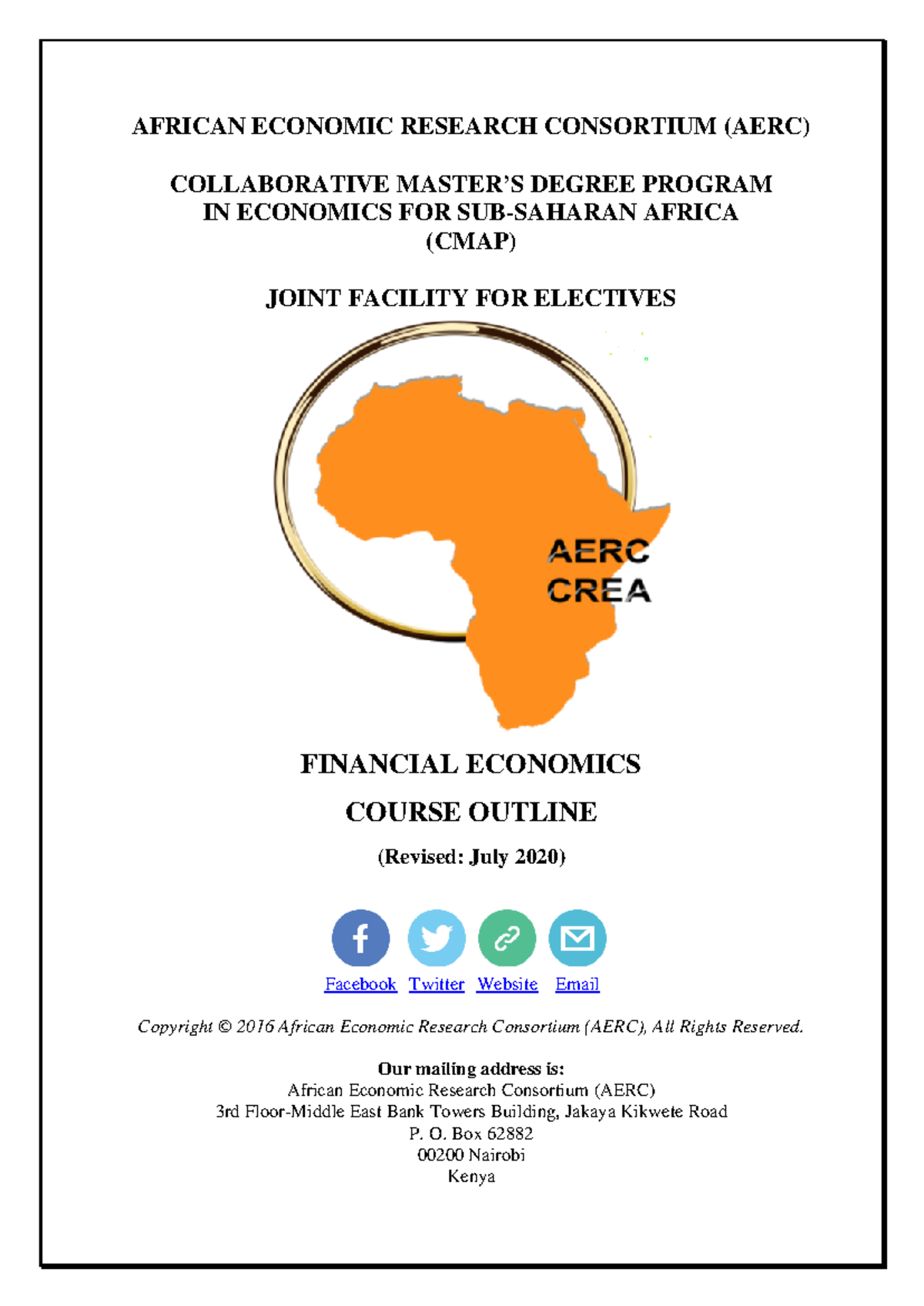 CMAP Financial Economics Course Outline (Revised July 2020)-1 - AFRICAN ...