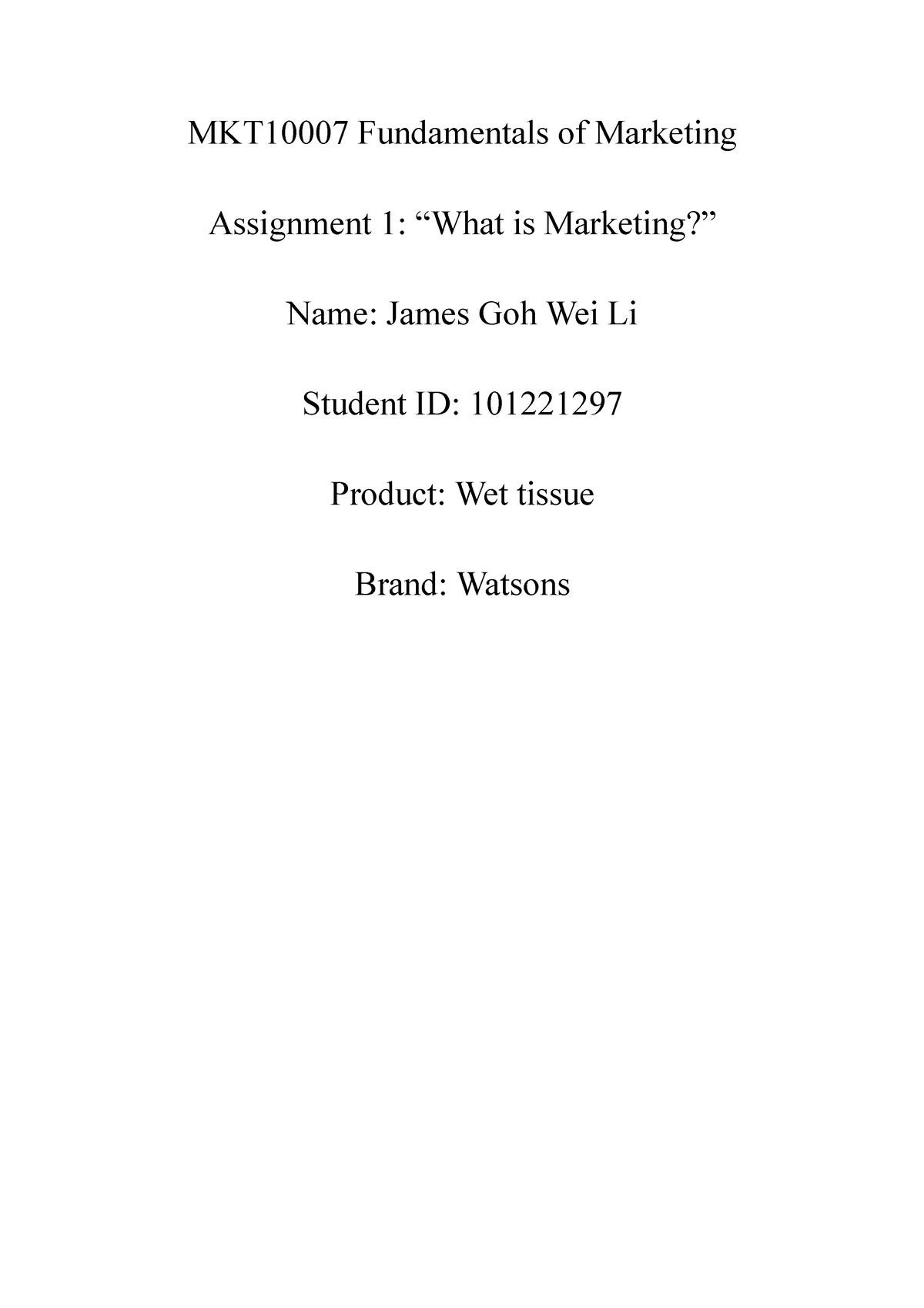 marketing class assignments