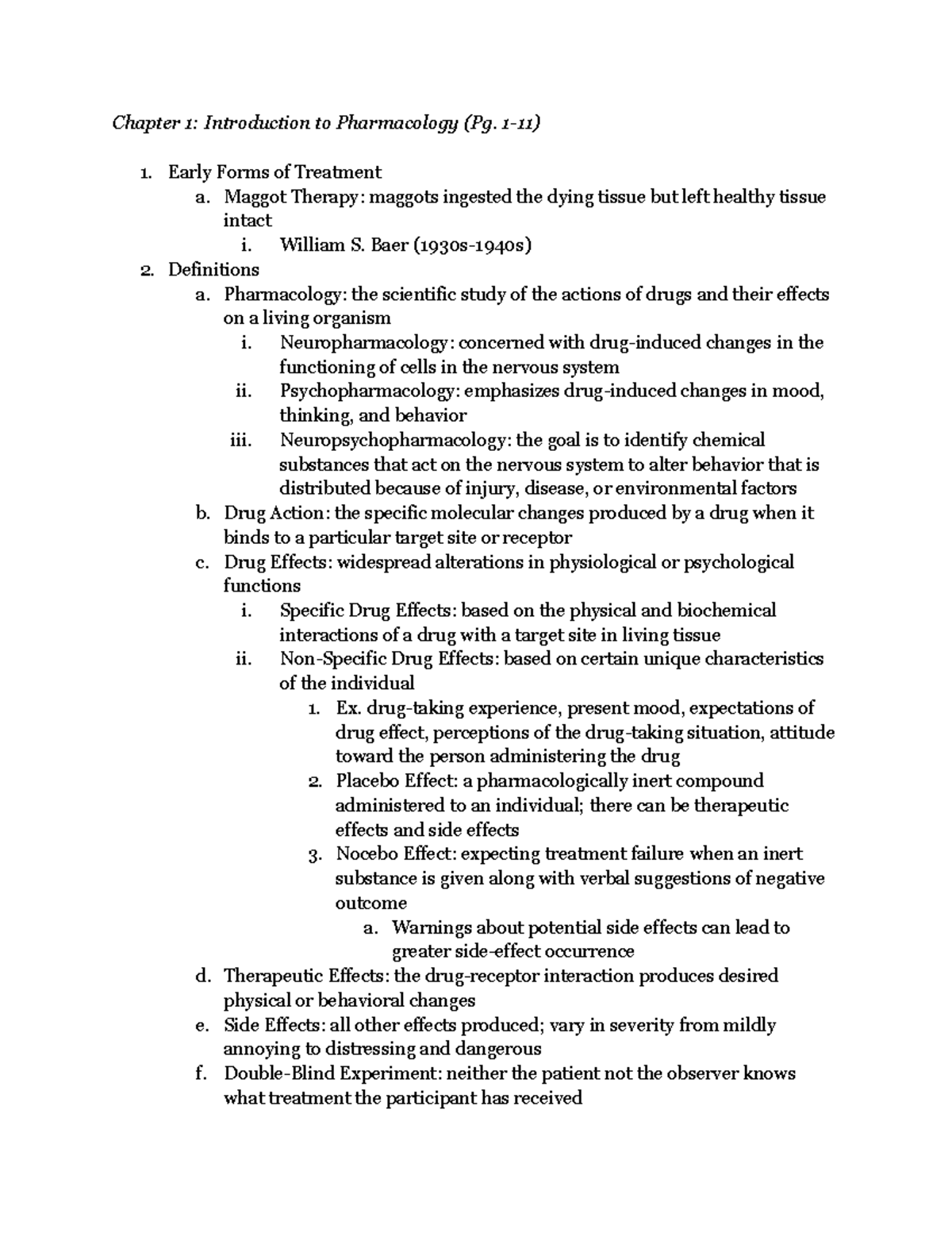 Ch. 1 Book Notes Part 1 - Chapter 1: Introduction to Pharmacology (Pg ...
