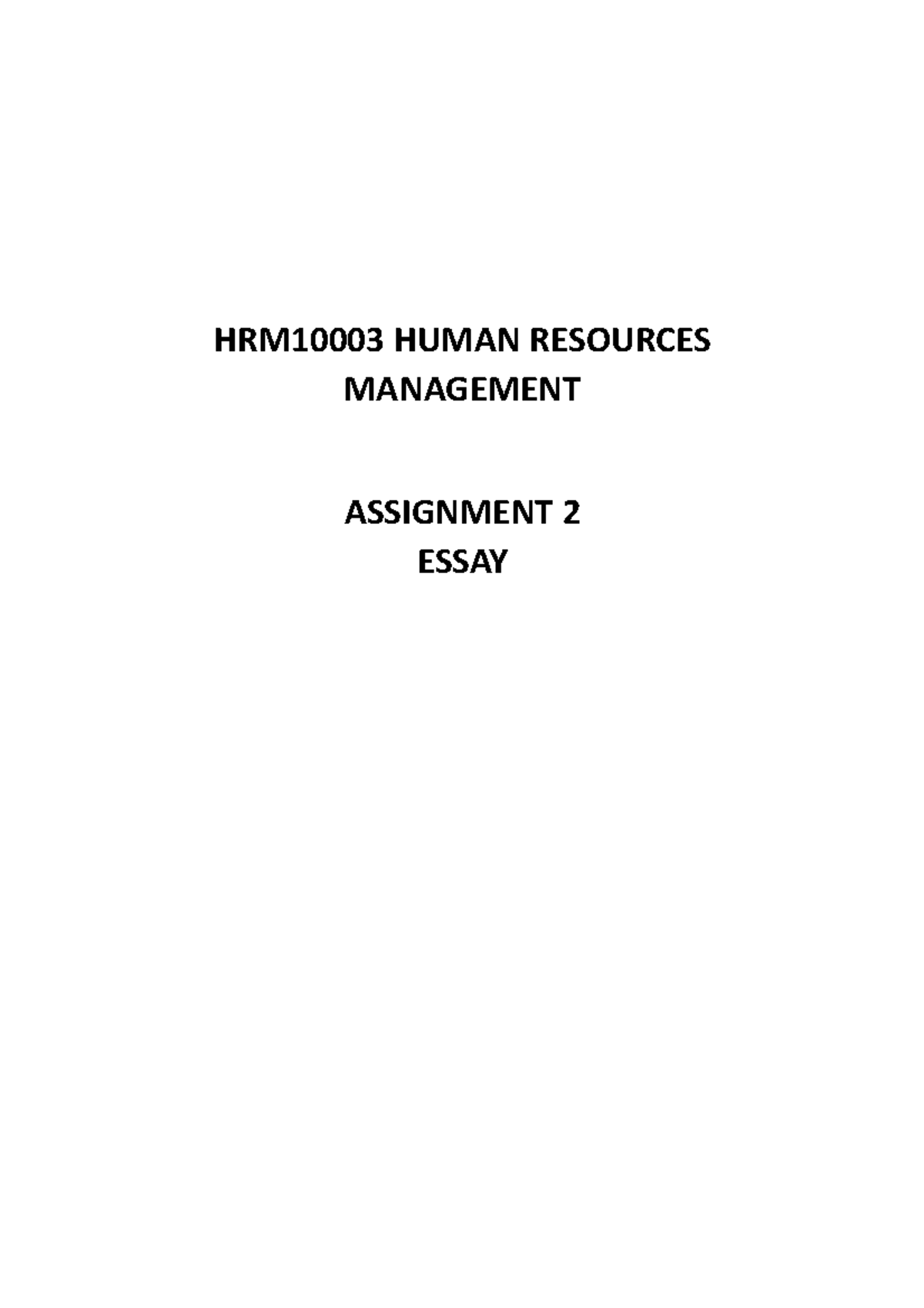 human resources management assignment