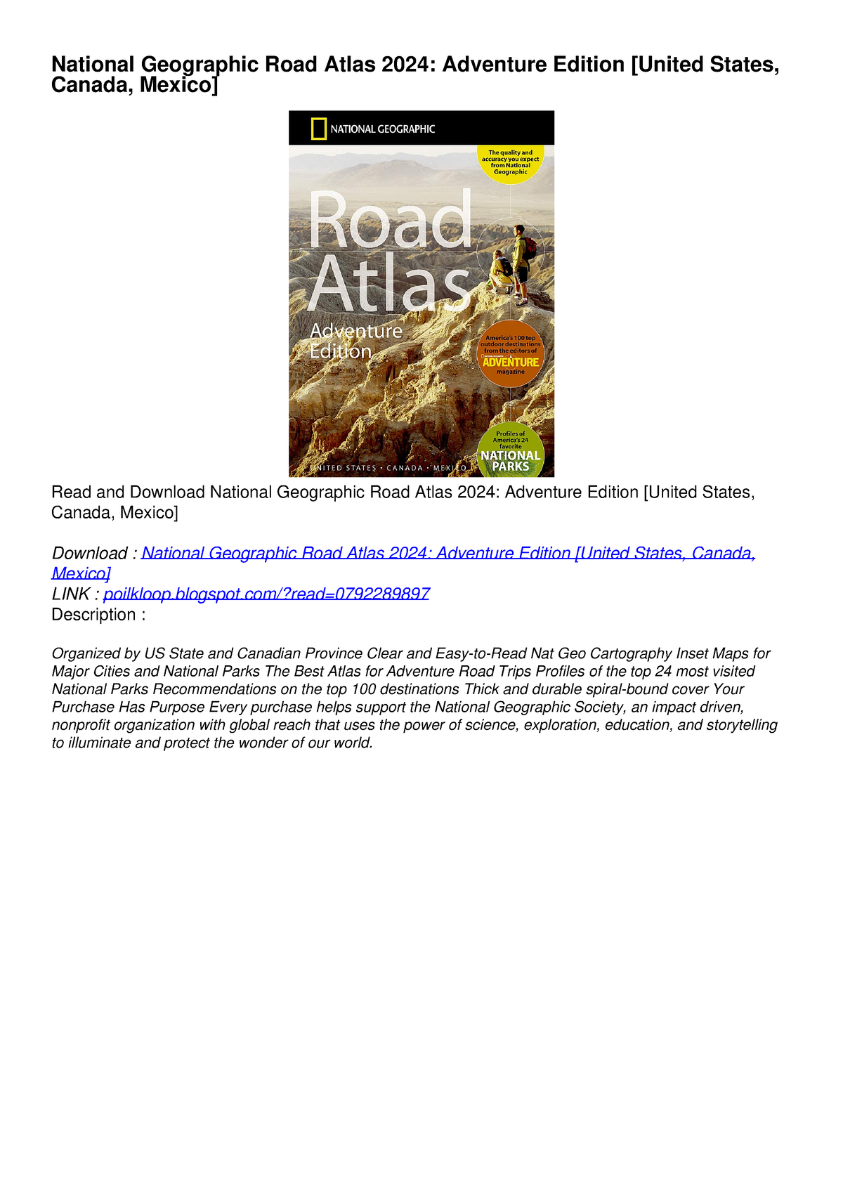 [PDF] DOWNLOAD FREE National Geographic Road Atlas 2024 Adventure