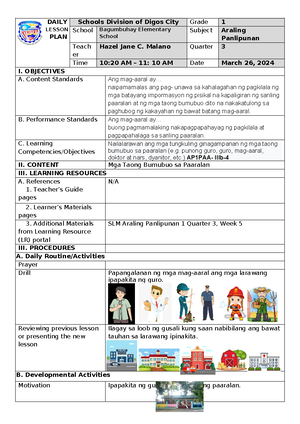 DLP MATH Q2 W4 - Daily Lesson Plan in Mathematics 1 Quarter 2, Week 4 ...