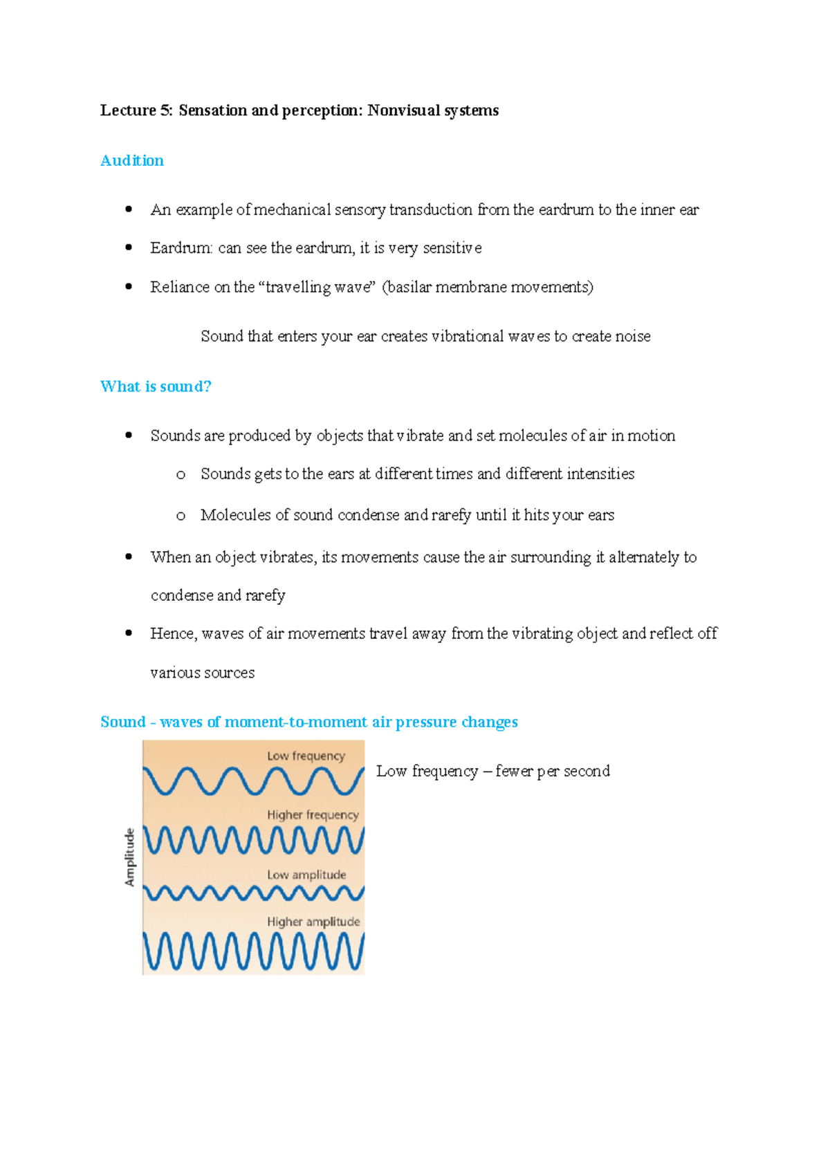 Lecture 5 Notes - Paul Chang - Lecture 5: Sensation and perception ...