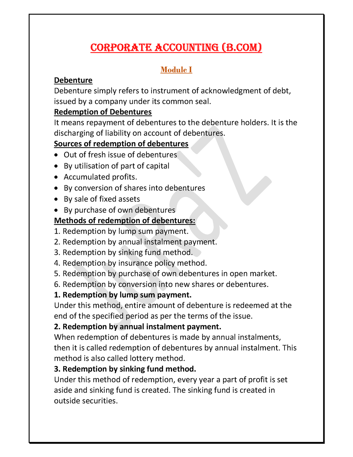 Corporate Accounting (Bcom)- Module I - CORPORATE ACCOUNTING (B) Module ...