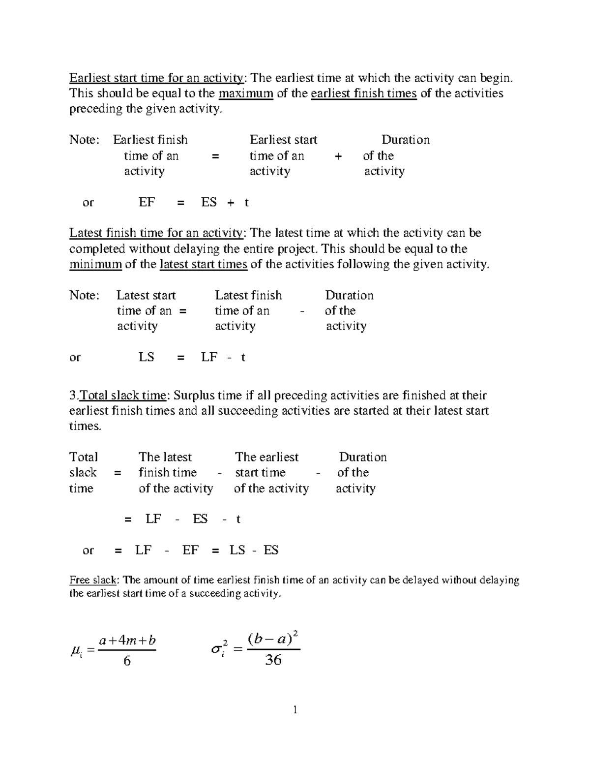 formulas-midterm-earliest-start-time-for-an-activity-the-earliest