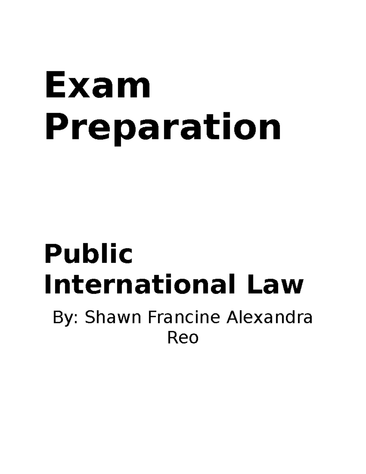 Public International Law Summary Exam Preparation Public