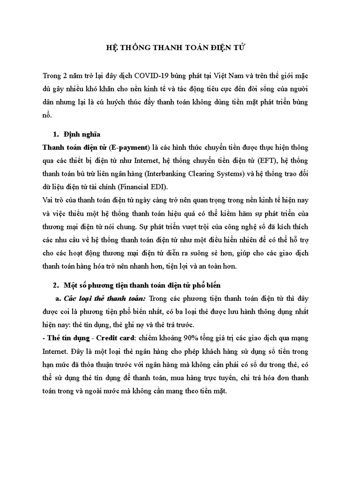 [Ngân] HỆ THỐNG Thanh TOÁN ĐIỆN TỬ - HỆ THỐNG THANH TOÁN ĐIỆN TỬ Trong 2 năm trở lại đây dịch - Studocu