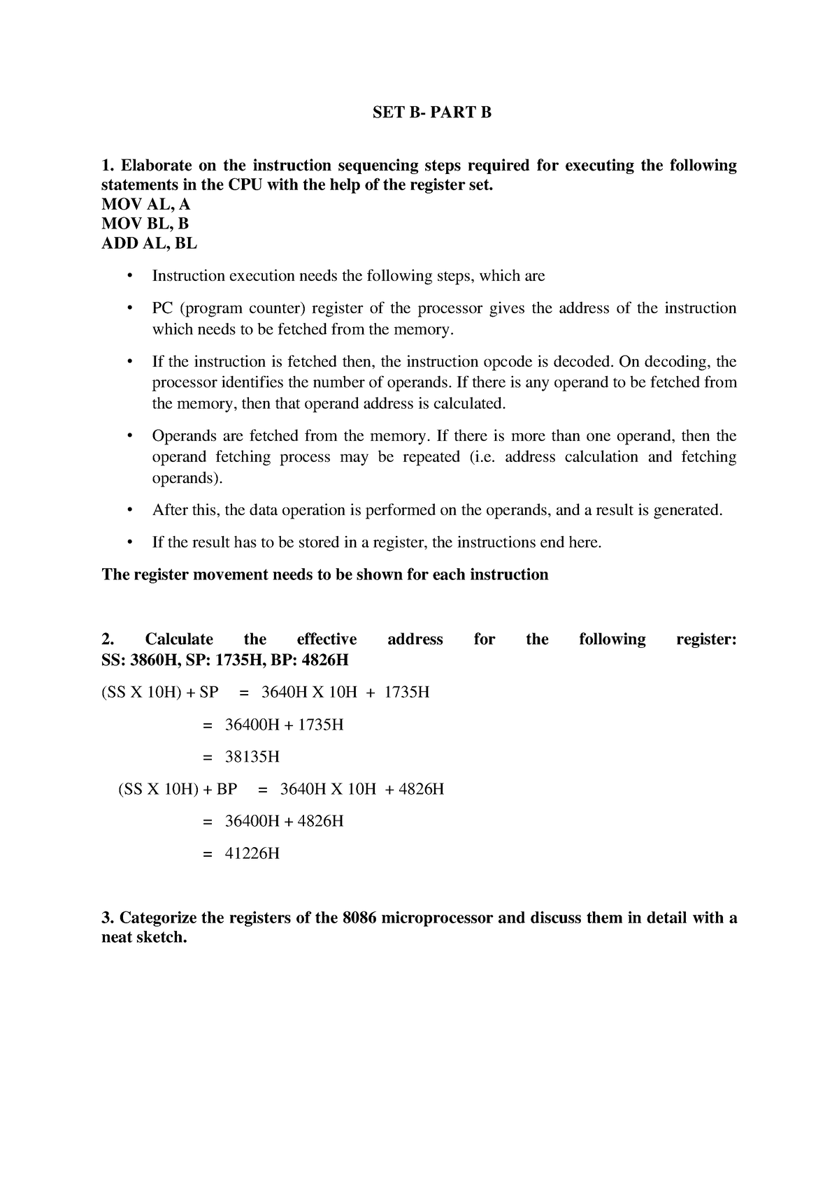 SET B Part B - SET B- PART B 1. Elaborate On The Instruction Sequencing ...