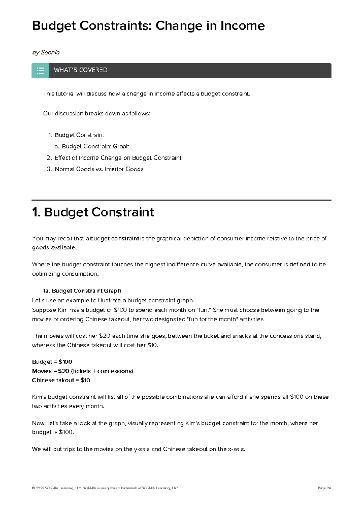 Microeconomics unit2tutorials PDF2 Budget Constraints Change in