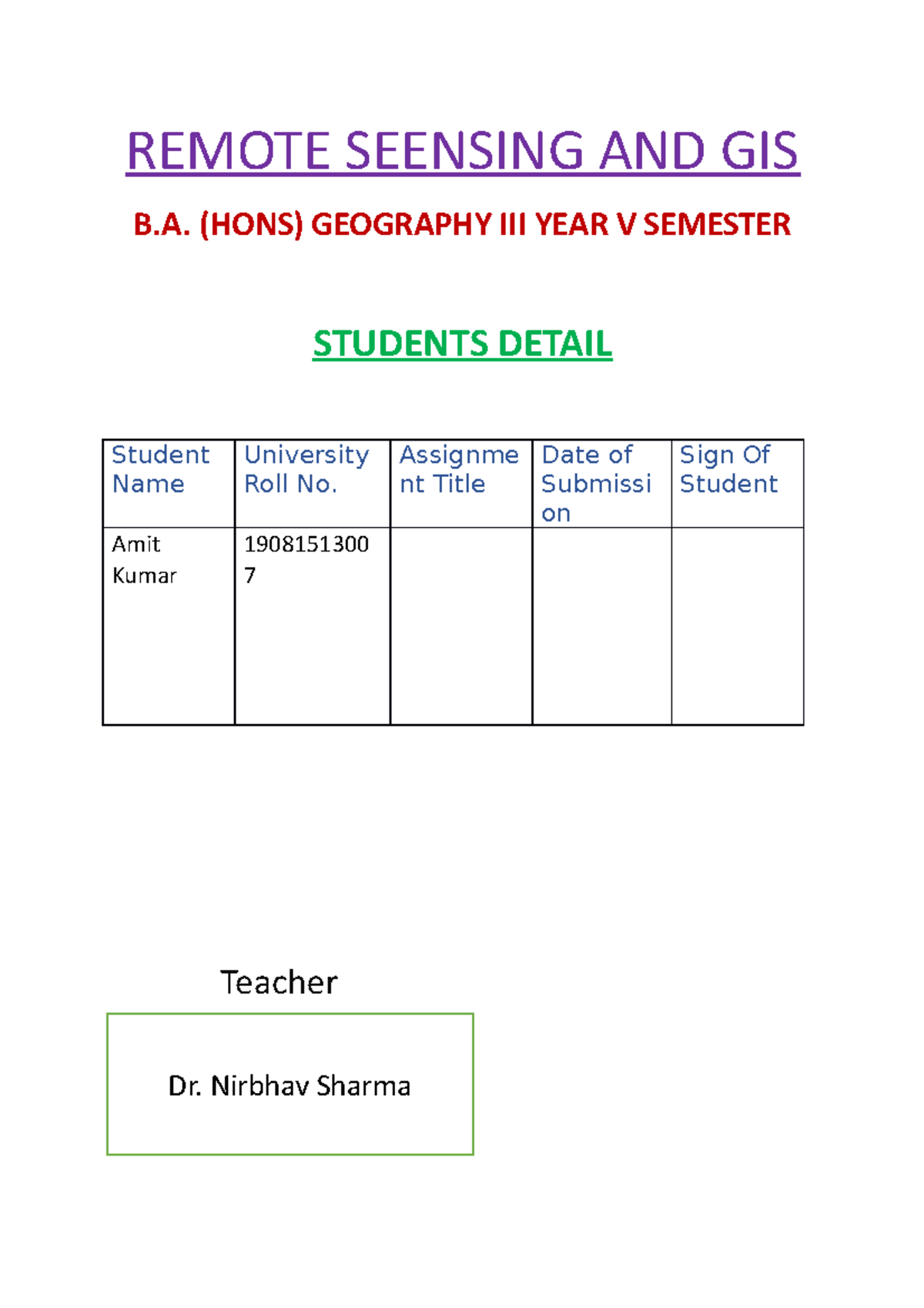 1 remote - Lecture notes 2 for remote sonsing - REMOTE SEENSING AND GIS ...