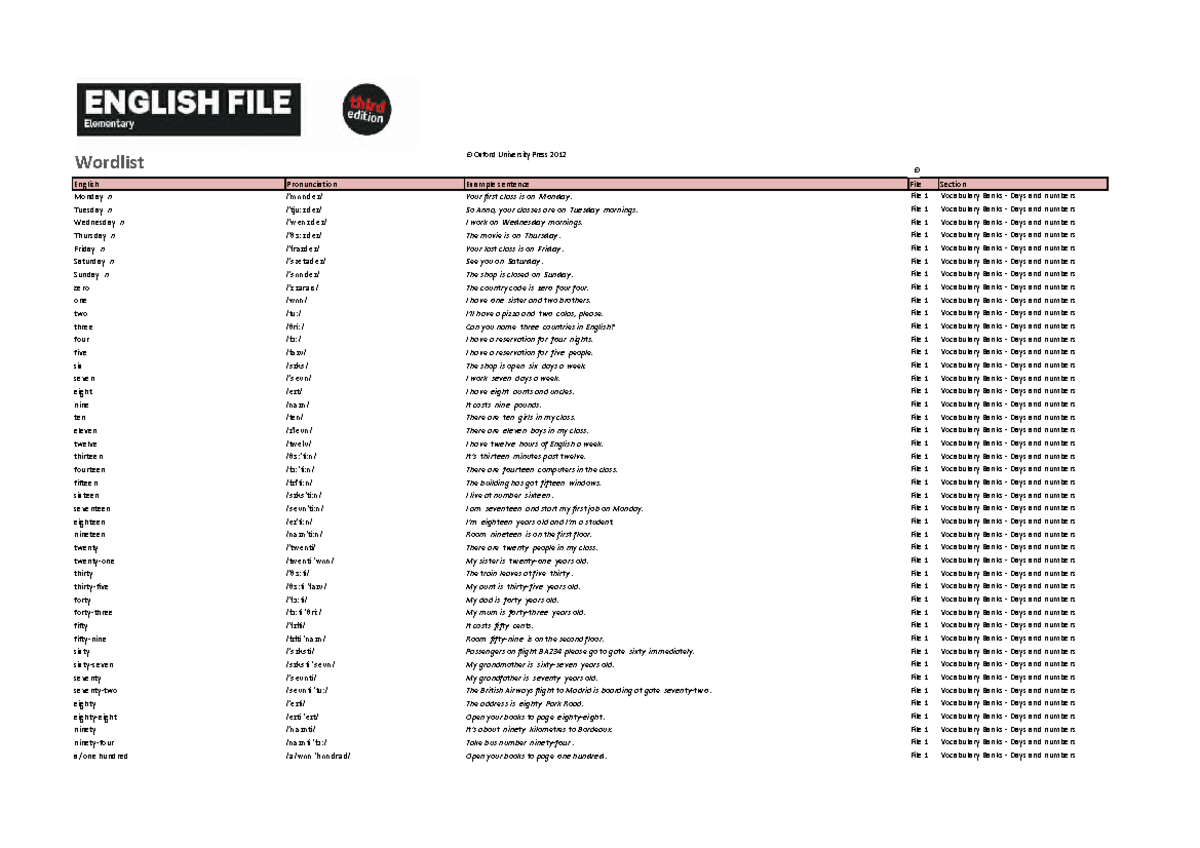 EFile.3rded Wordlist Wordlist © Oxford University Press 2012