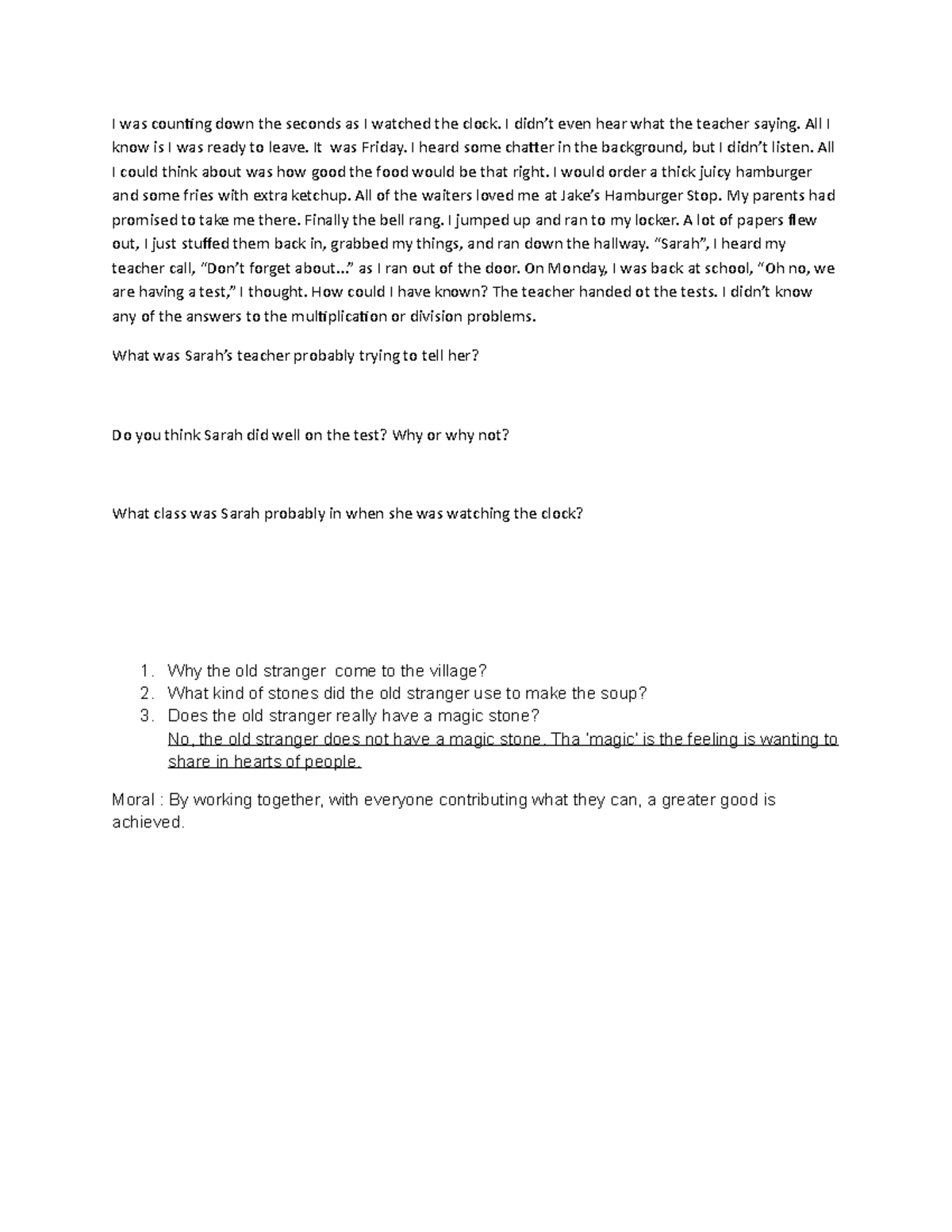 Short story and question I was counting down the seconds as I watched