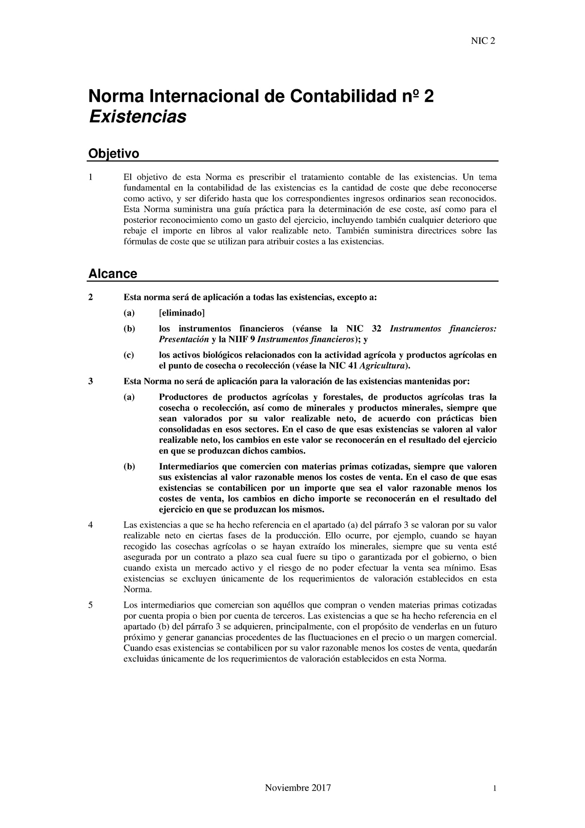 020nic 2 Existencias Resumen De Nic 2 Inventarios Norma Internacional De Contabilidad Nº 2 2478