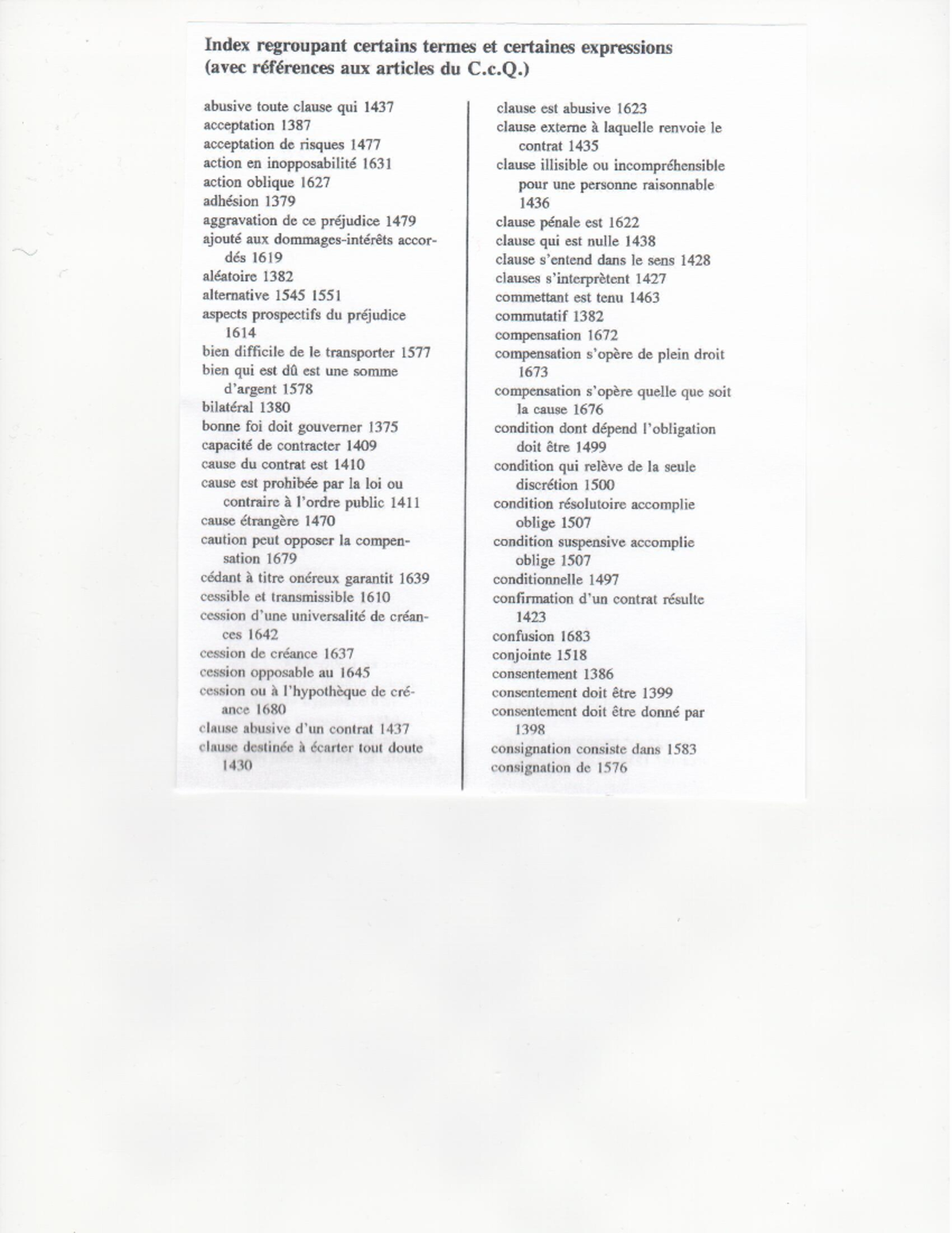 Index De Termes Et D Expressions Avec R F Rences Aux Articles - JUR1031 ...