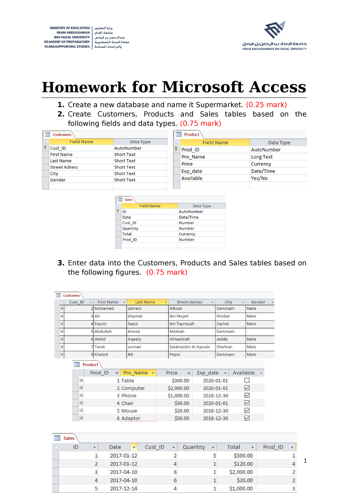 access homework project