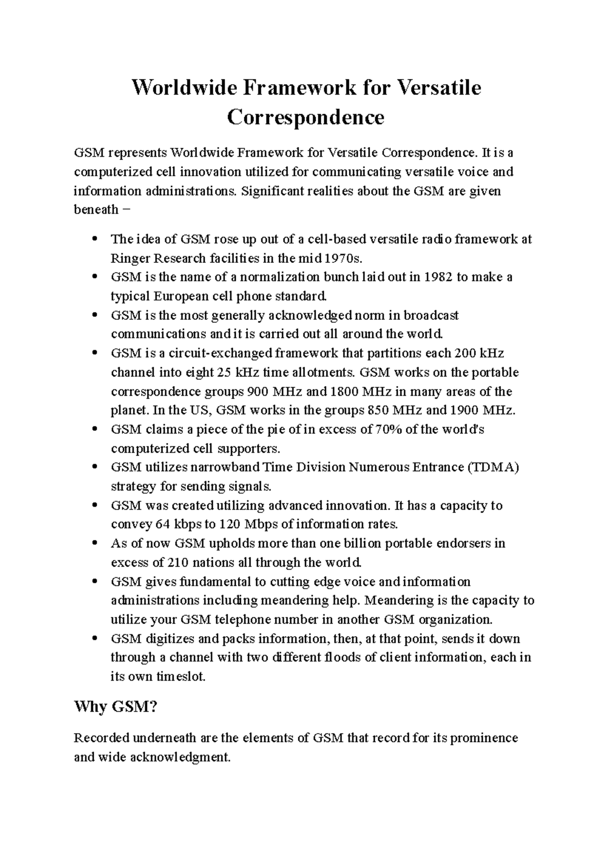 Worldwide Framework for Versatile Correspondence - It is a computerized ...