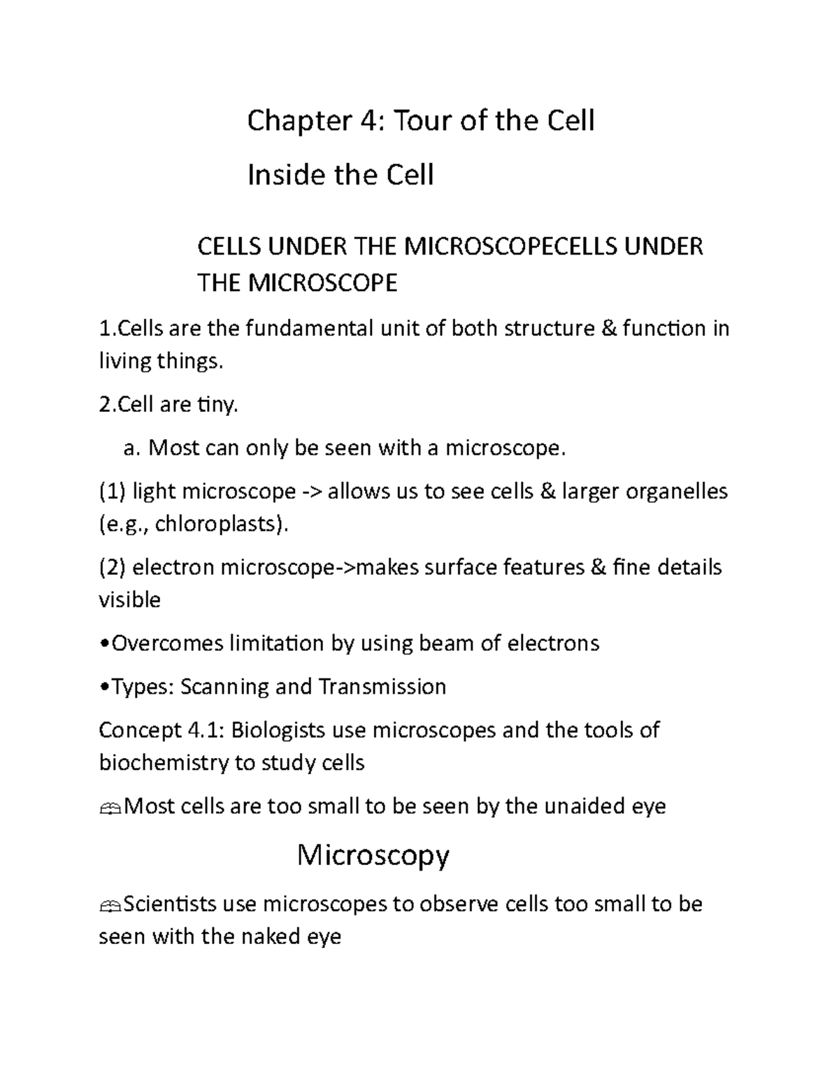 Document 28 - Tour Of The Cell_Inside The Cell - Chapter 4: Tour Of The ...