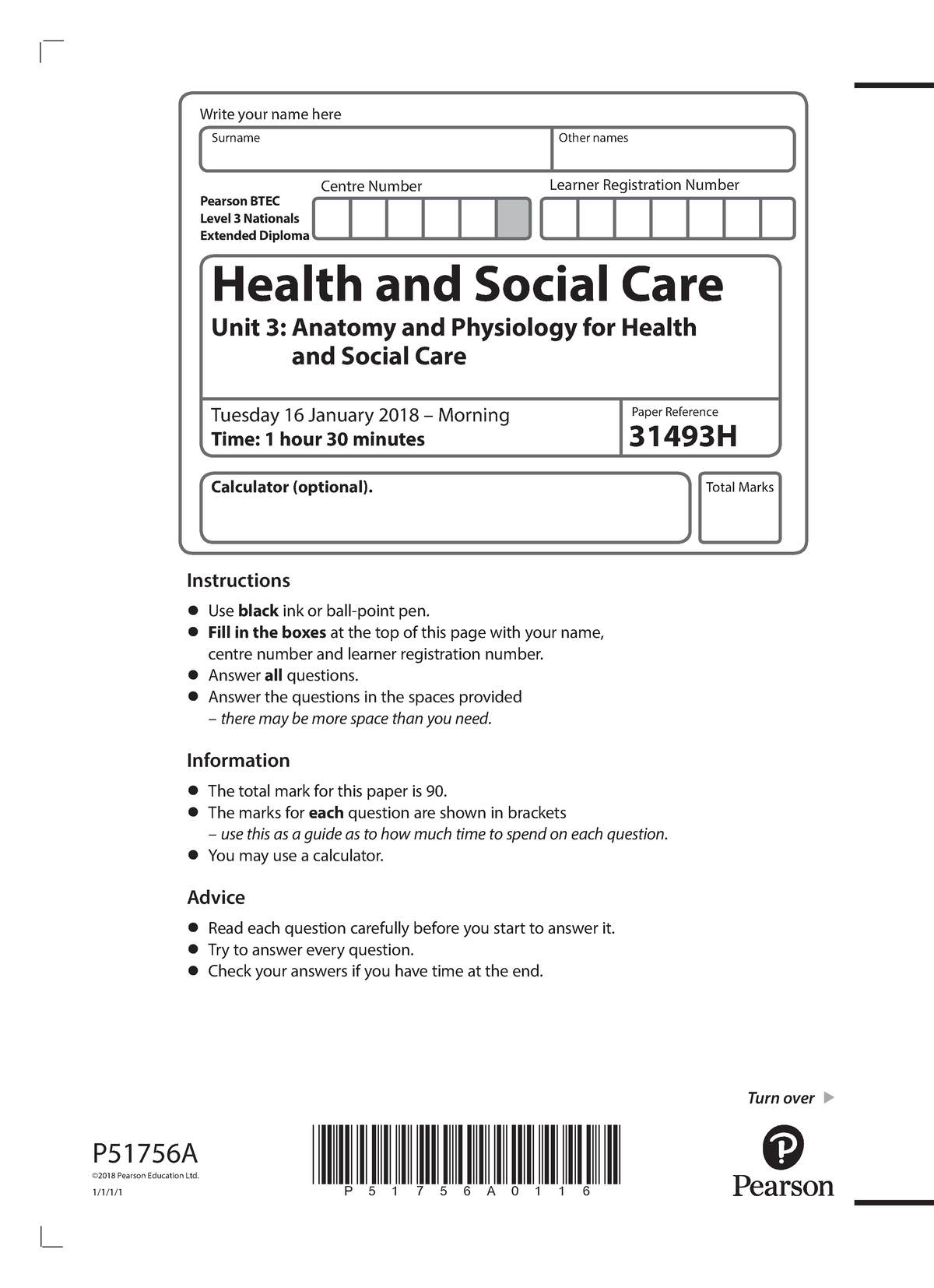 BTEC Level 3 Health And Social Care Unit 3 Anatomy And Physiology 