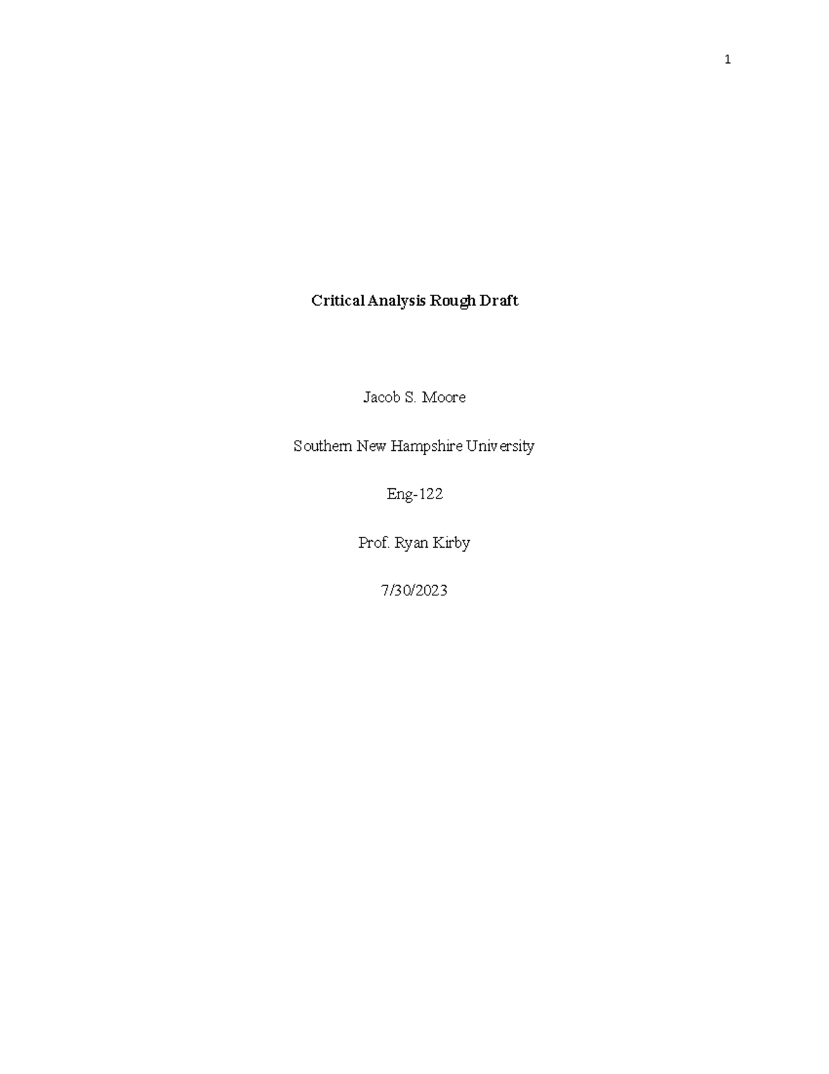 Critical Analysis Final Draft - Critical Analysis Rough Draft Jacob S ...