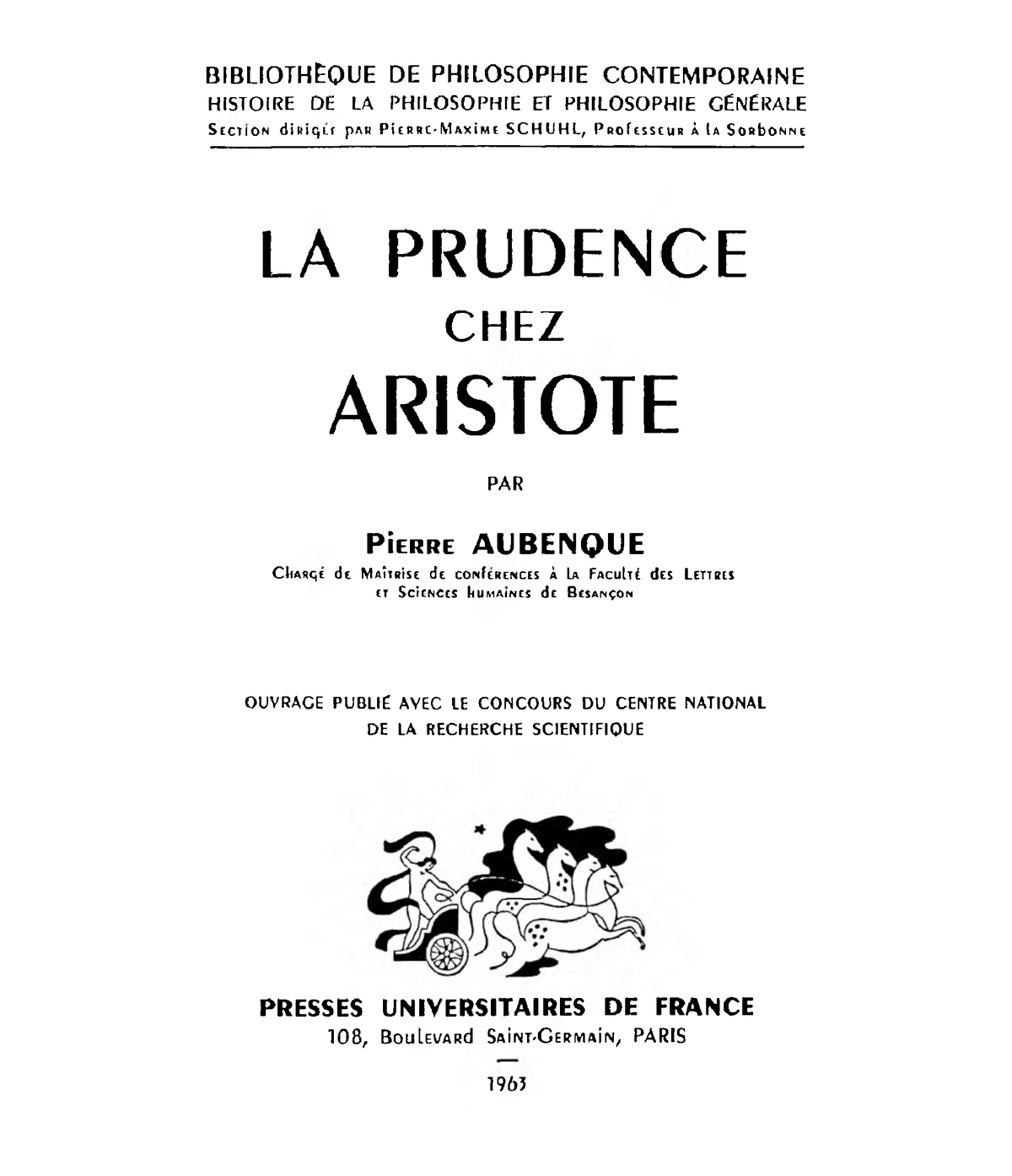 Aubenque - La Prudence Chez Aristote - B I B LI O T H ÈQ U E D E P H I ...